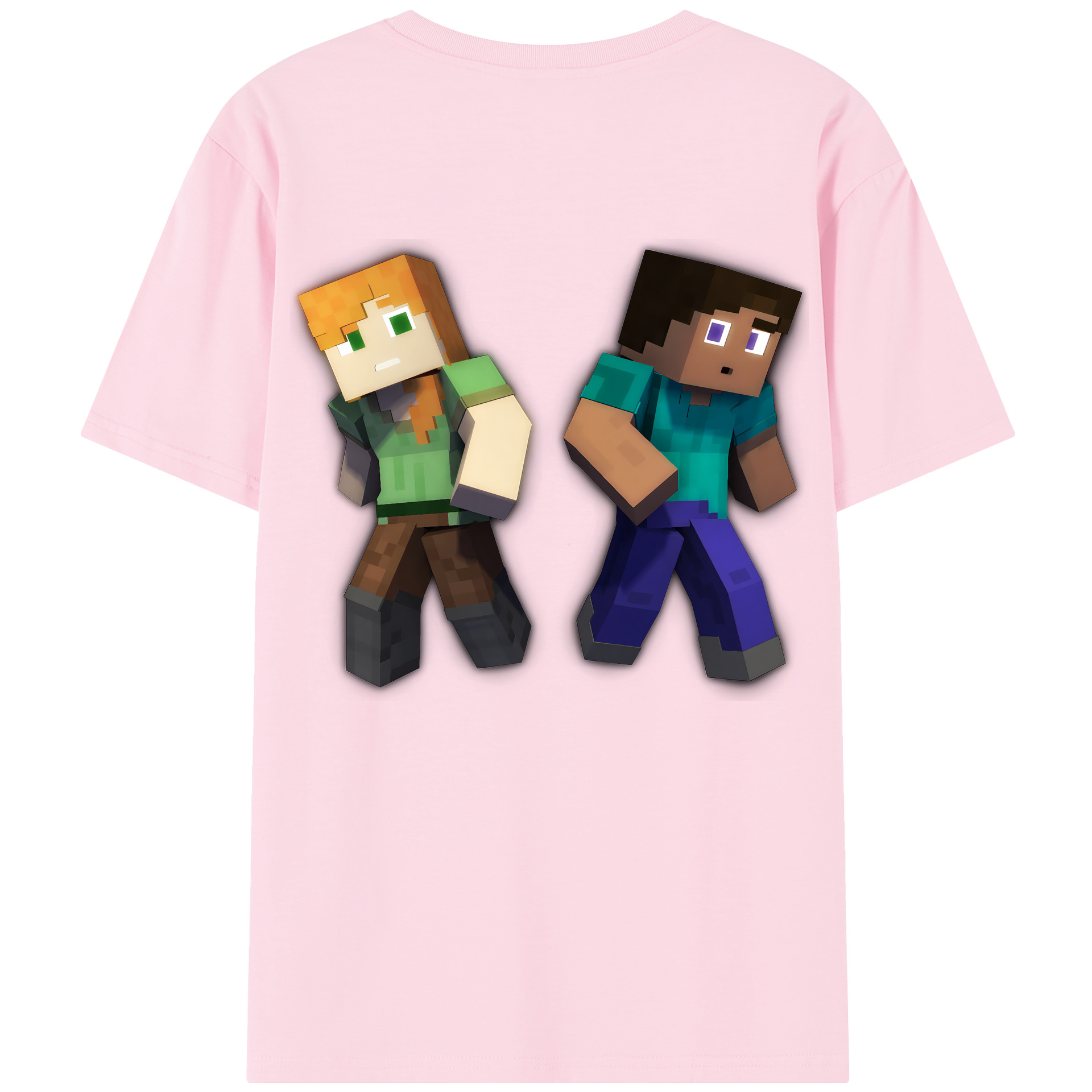 （画像用） マインクラフト ブロックの世界 Minecraft MC Block world 綿100％半袖Tシャツ（背面プリント）