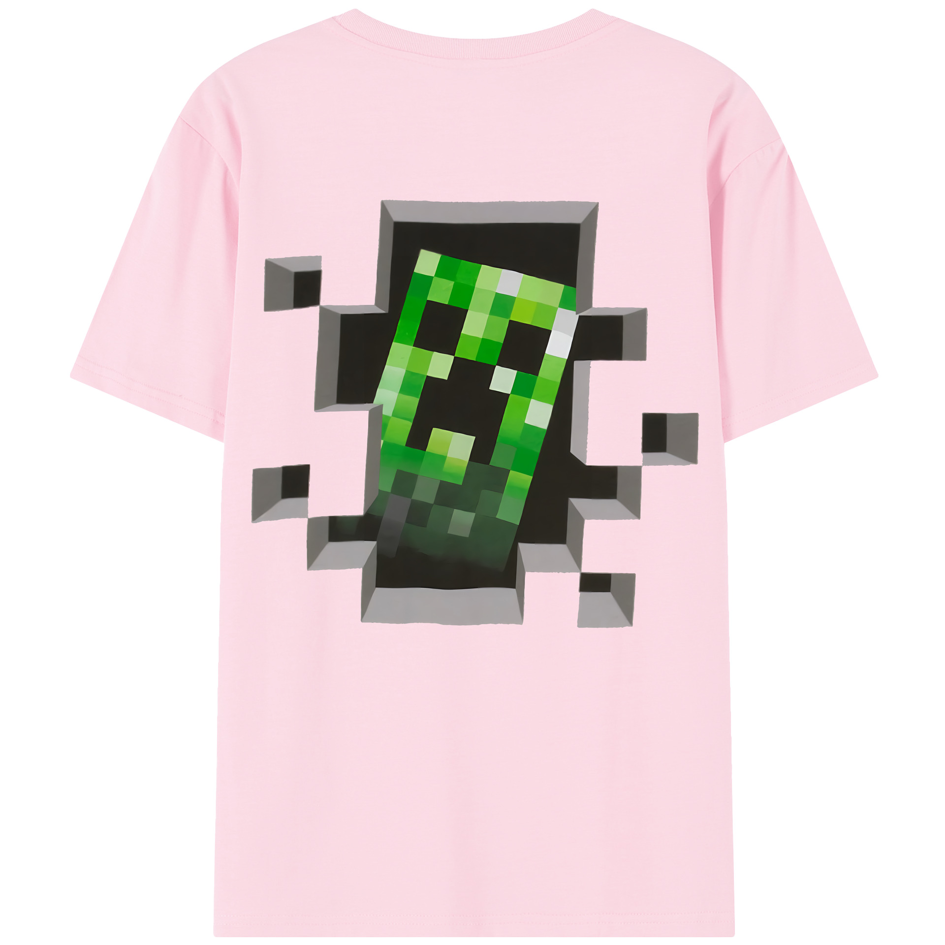 （画像用） マインクラフト ブロックの世界 Minecraft MC Block world 綿100％半袖Tシャツ（背面プリント）