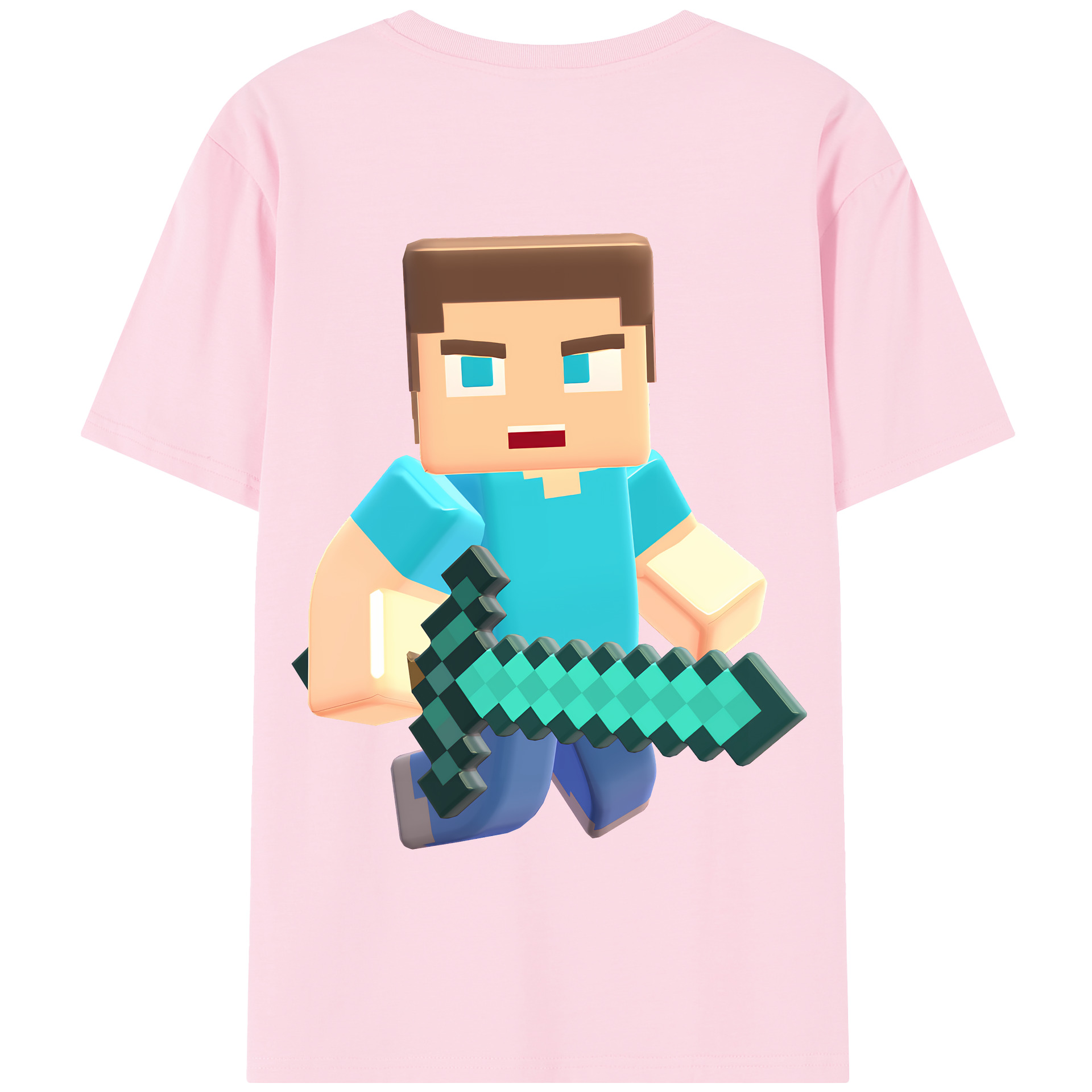 （画像用） マインクラフト ブロックの世界 Minecraft MC Block world 綿100％半袖Tシャツ（背面プリント）