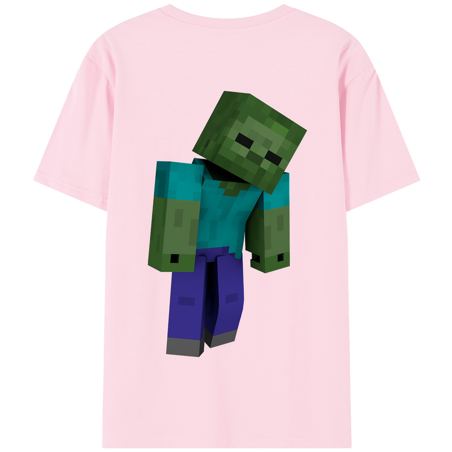 （画像用） マインクラフト ブロックの世界 Minecraft MC Block world 綿100％半袖Tシャツ（背面プリント）