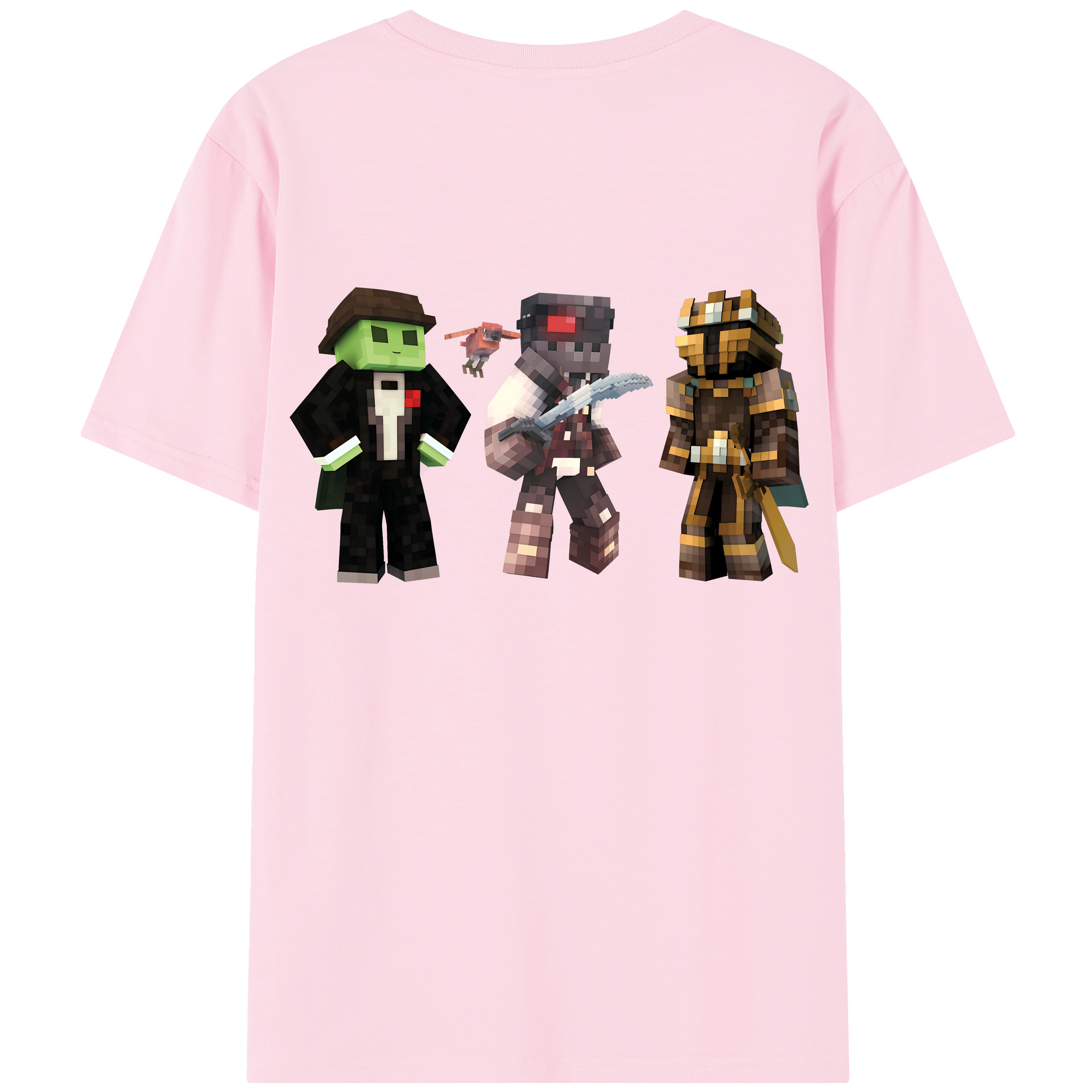 （画像用） マインクラフト ブロックの世界 Minecraft MC Block world 綿100％半袖Tシャツ（背面プリント）