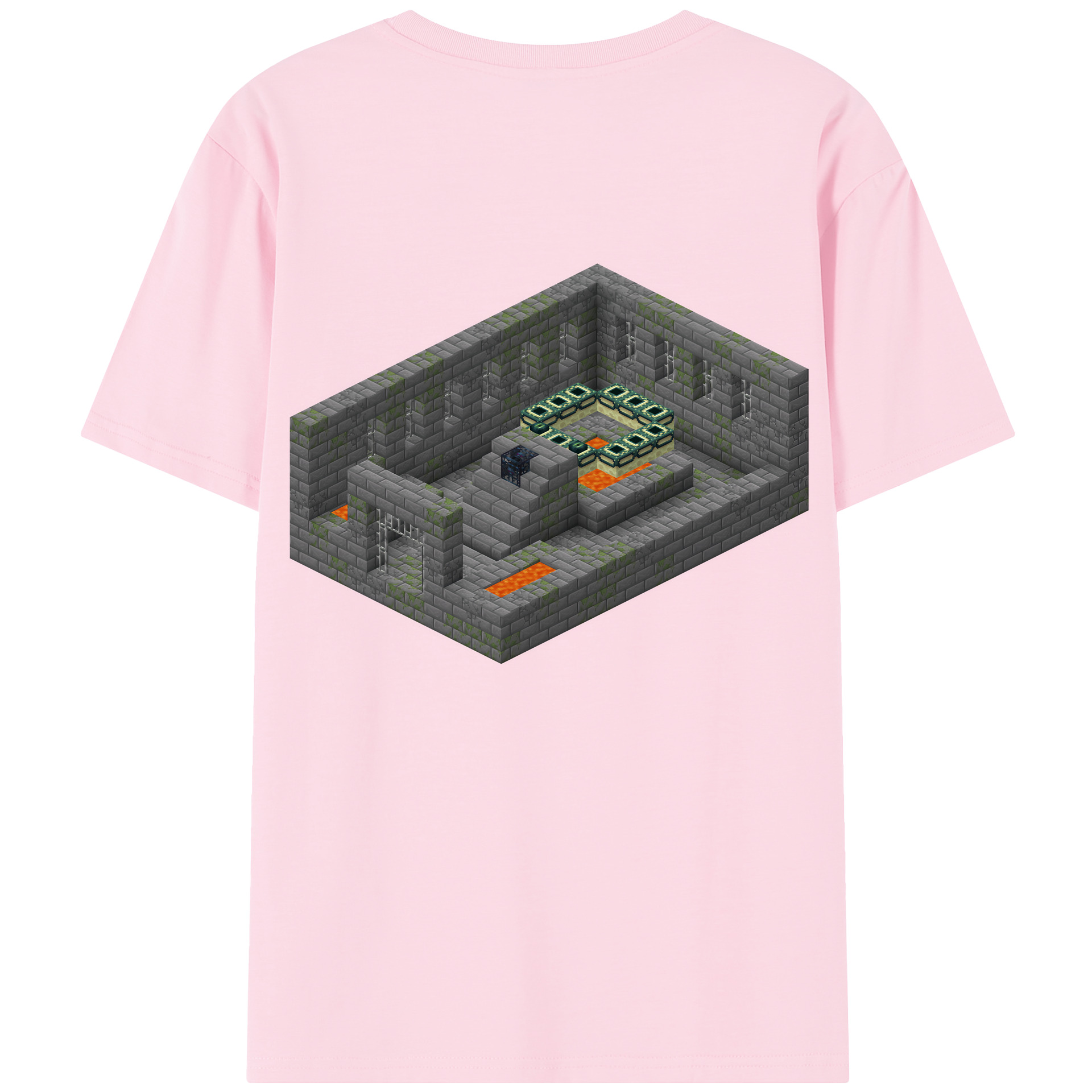 （画像用） マインクラフト ブロックの世界 Minecraft MC Block world 綿100％半袖Tシャツ（背面プリント）