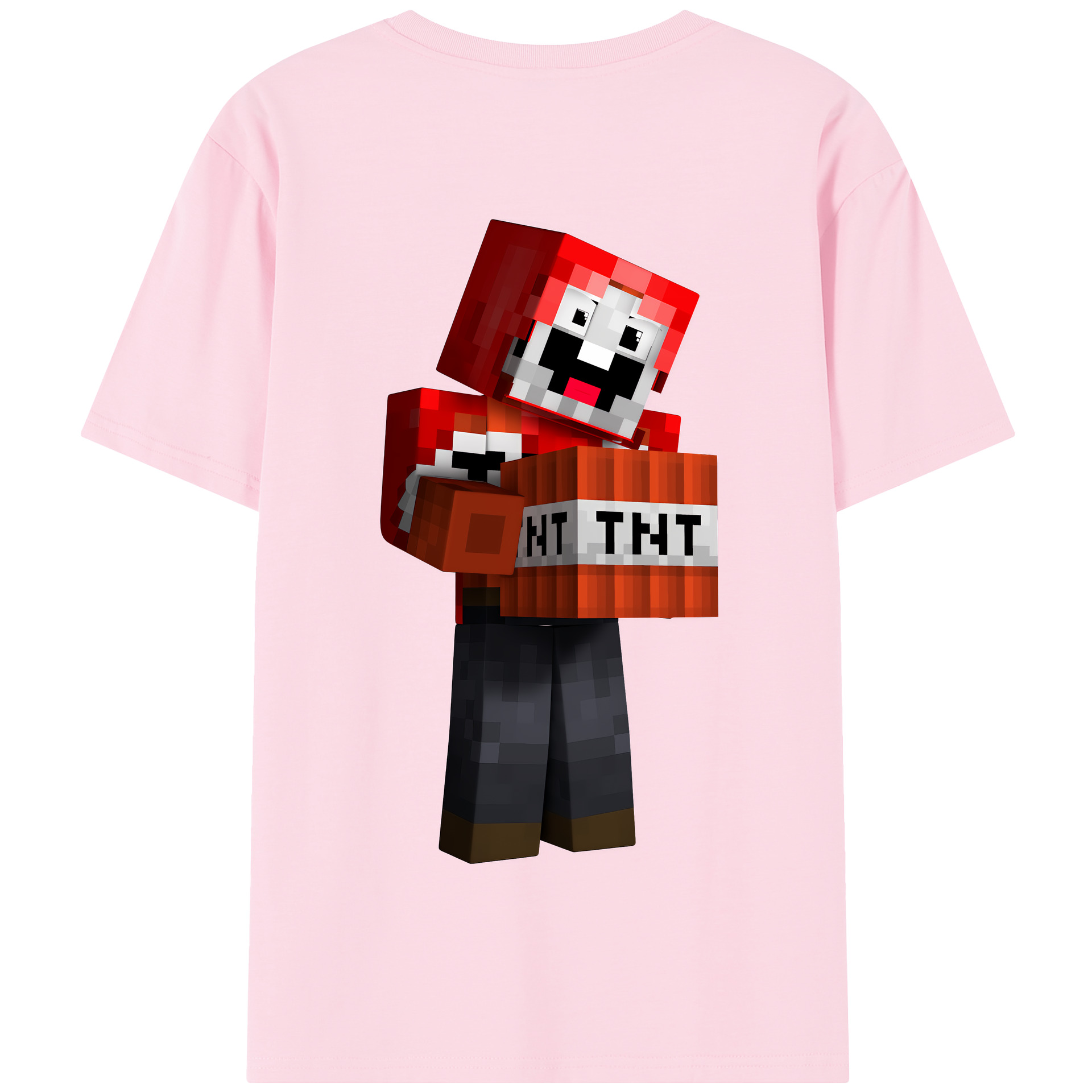 （画像用） マインクラフト ブロックの世界 Minecraft MC Block world 綿100％半袖Tシャツ（背面プリント）