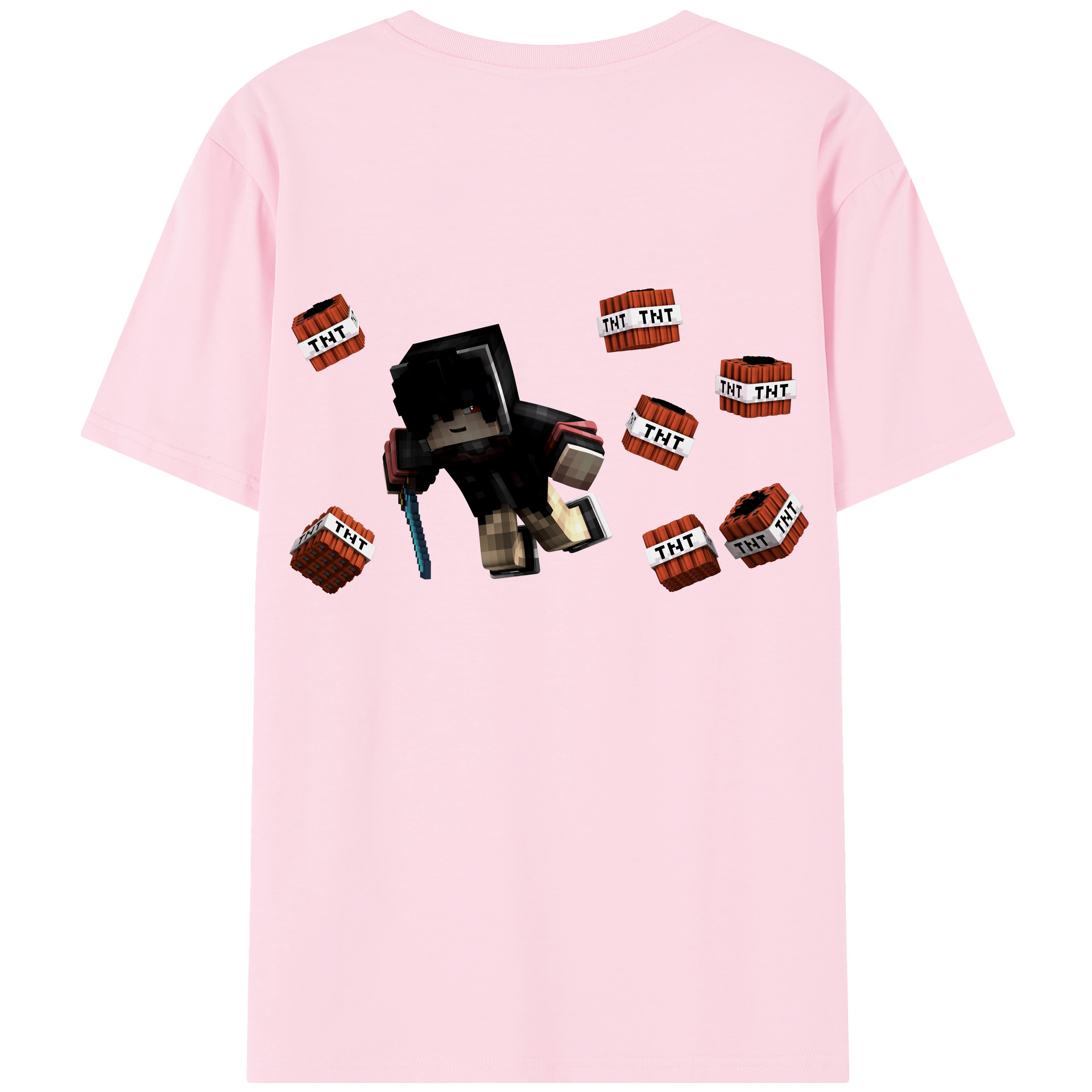 （画像用） マインクラフト ブロックの世界 Minecraft MC Block world 綿100％半袖Tシャツ（背面プリント）