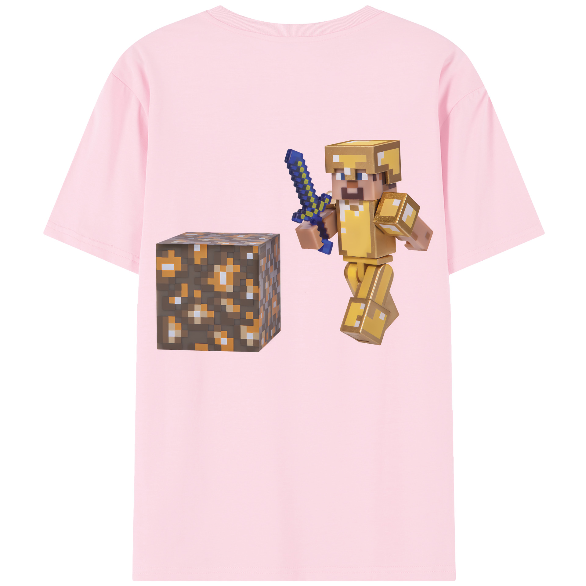 （画像用） マインクラフト ブロックの世界 Minecraft MC Block world 綿100％半袖Tシャツ（背面プリント）
