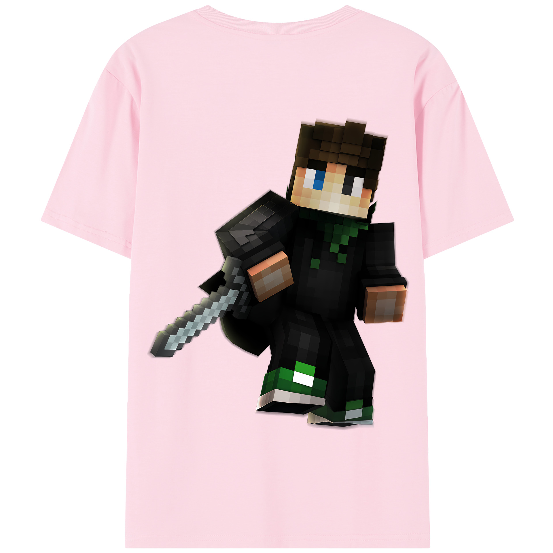 （画像用） マインクラフト ブロックの世界 Minecraft MC Block world 綿100％半袖Tシャツ（背面プリント）