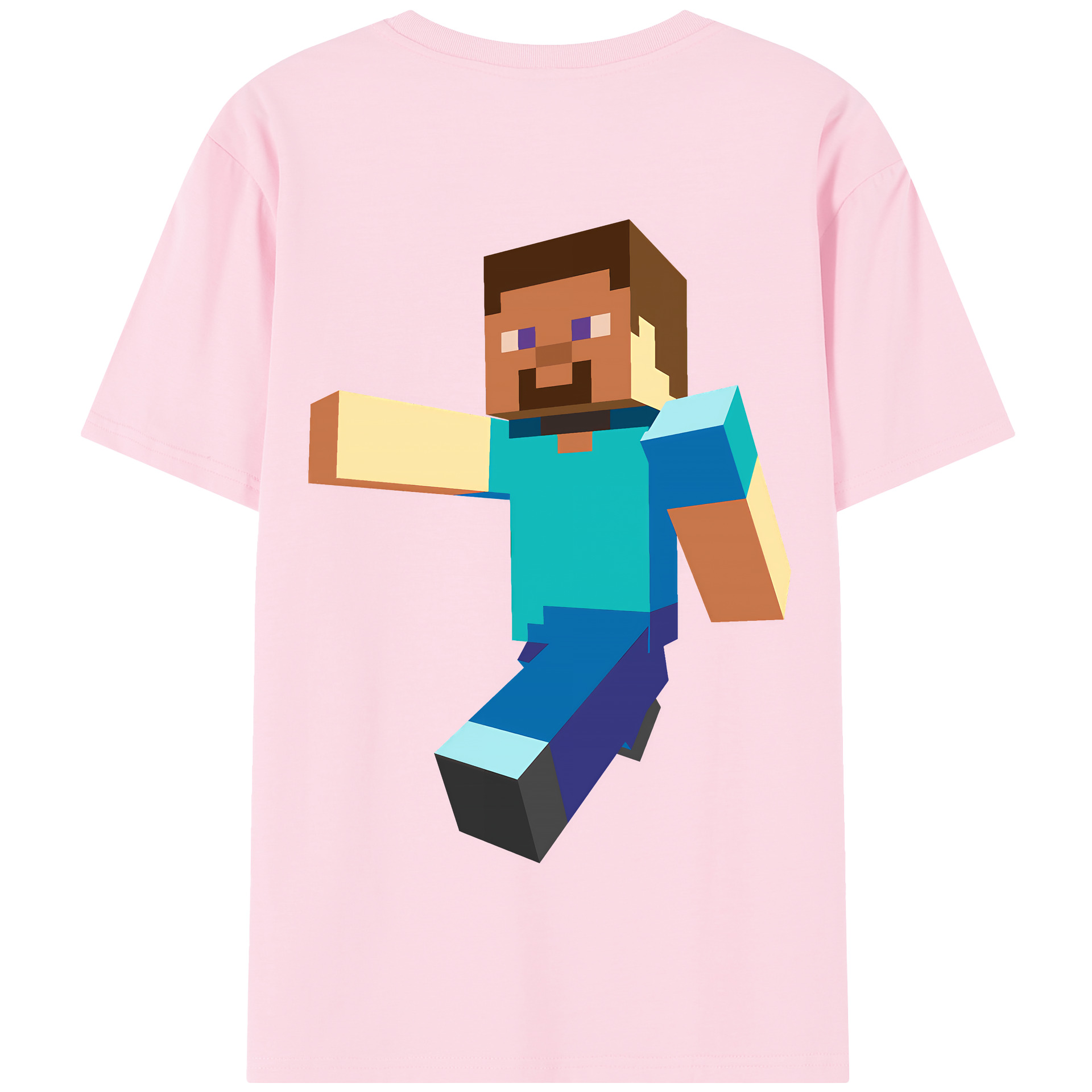 （画像用） マインクラフト ブロックの世界 Minecraft MC Block world 綿100％半袖Tシャツ（背面プリント）