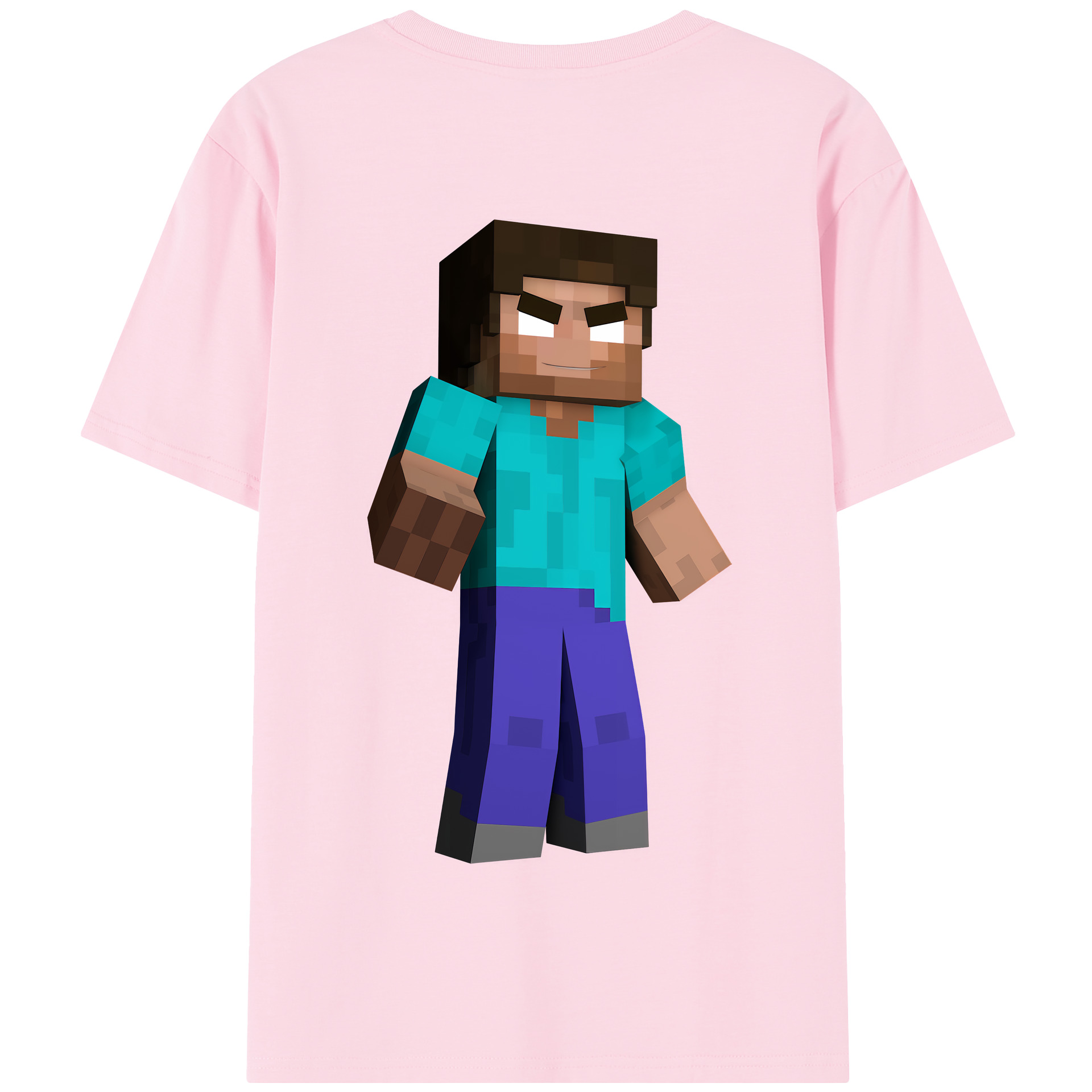 （画像用） マインクラフト ブロックの世界 Minecraft MC Block world 綿100％半袖Tシャツ（背面プリント）