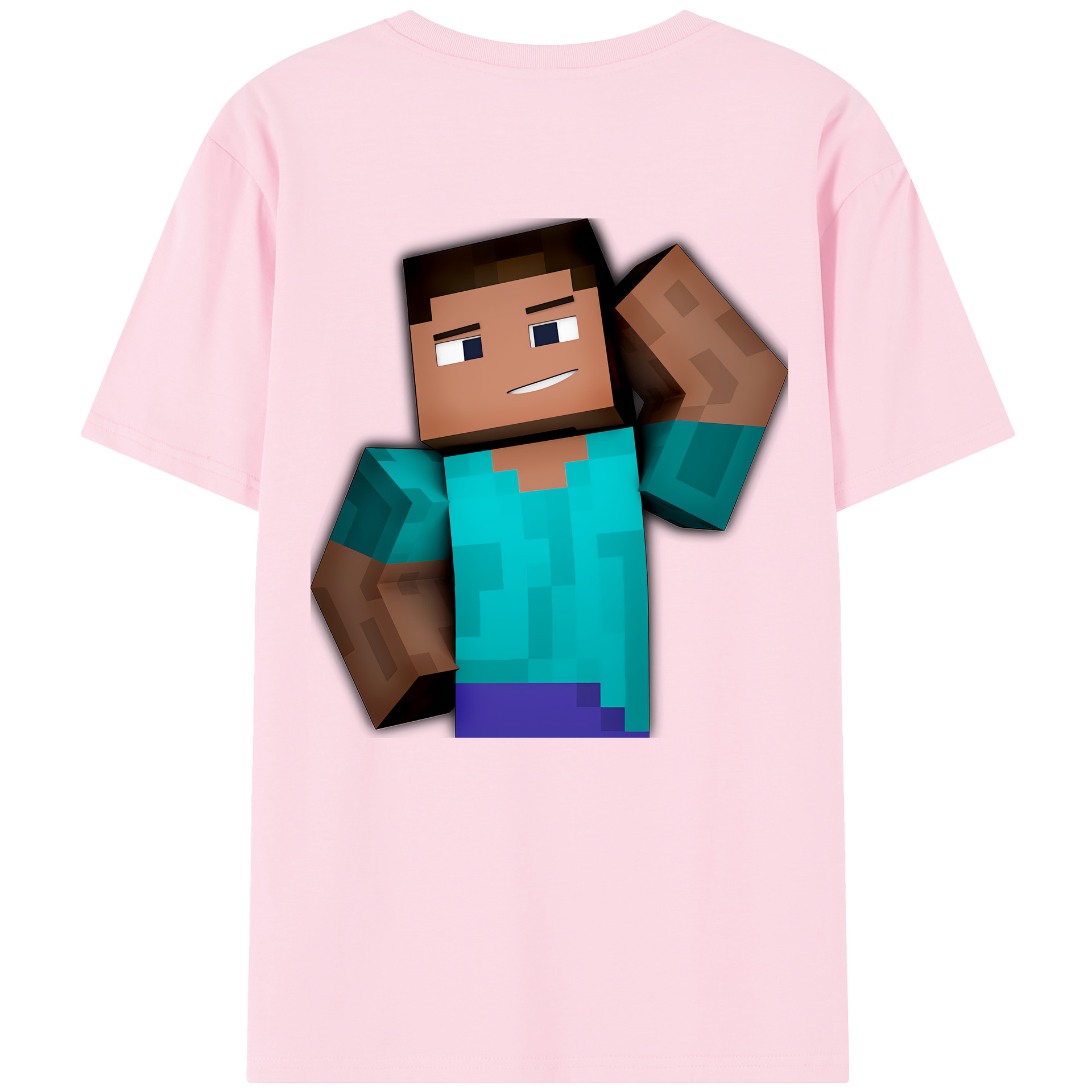 （画像用） マインクラフト ブロックの世界 Minecraft MC Block world 綿100％半袖Tシャツ（背面プリント）