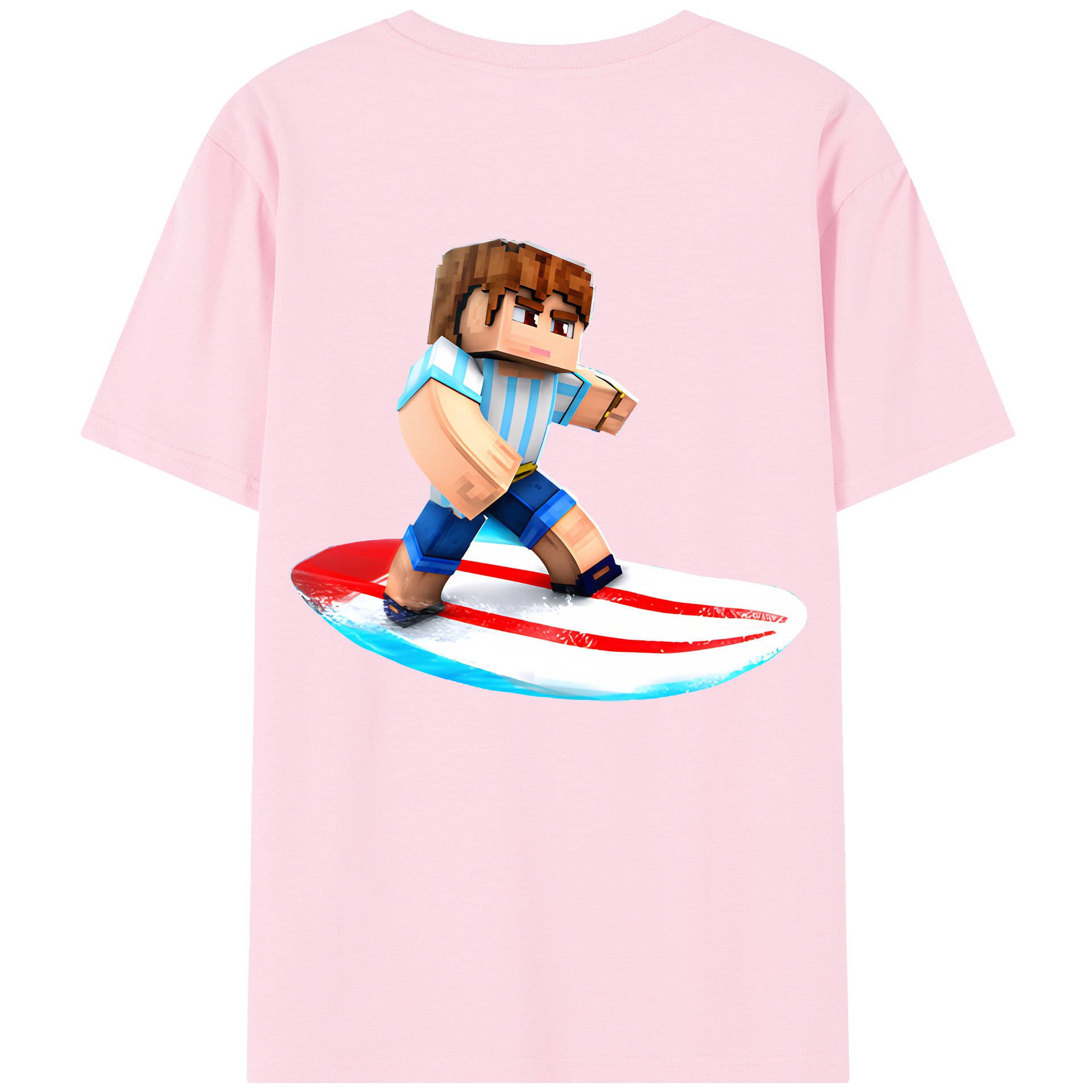（画像用） マインクラフト ブロックの世界 Minecraft MC Block world 綿100％半袖Tシャツ（背面プリント）