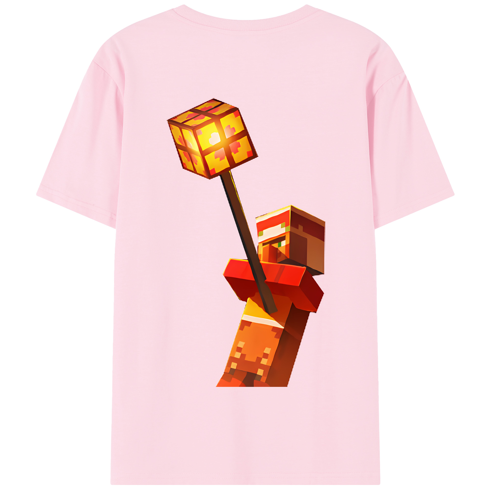 （画像用） マインクラフト ブロックの世界 Minecraft MC Block world 綿100％半袖Tシャツ（背面プリント）