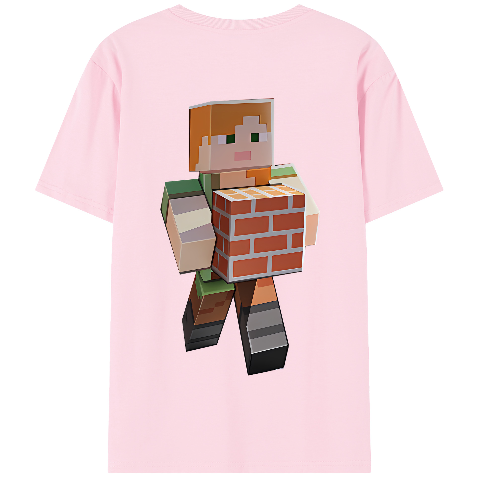 （画像用） マインクラフト ブロックの世界 Minecraft MC Block world 綿100％半袖Tシャツ（背面プリント）