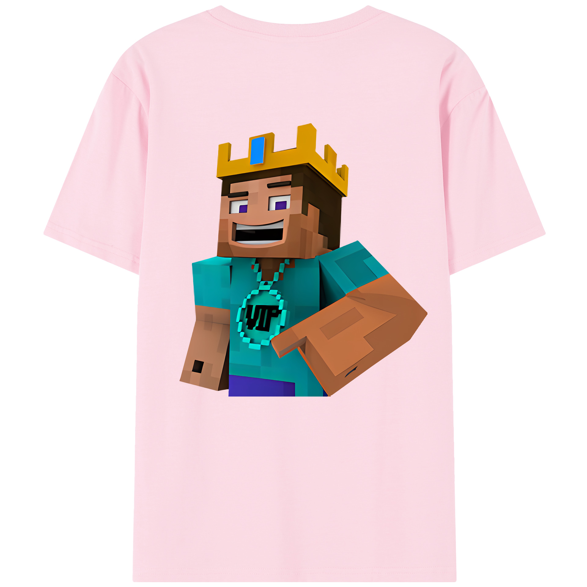 （画像用） マインクラフト ブロックの世界 Minecraft MC Block world 綿100％半袖Tシャツ（背面プリント）