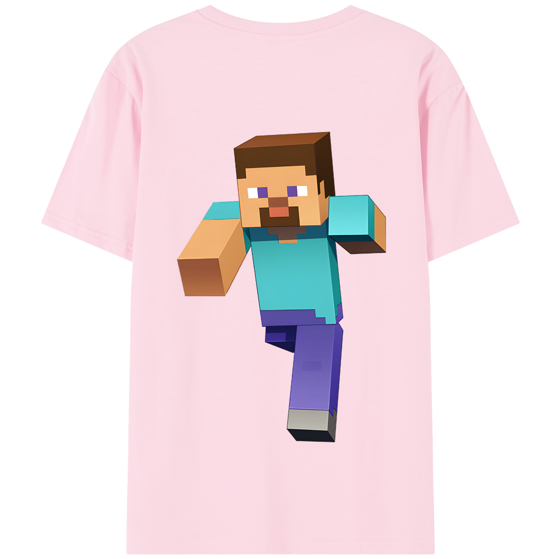 （画像用） マインクラフト ブロックの世界 Minecraft MC Block world 綿100％半袖Tシャツ（背面プリント）