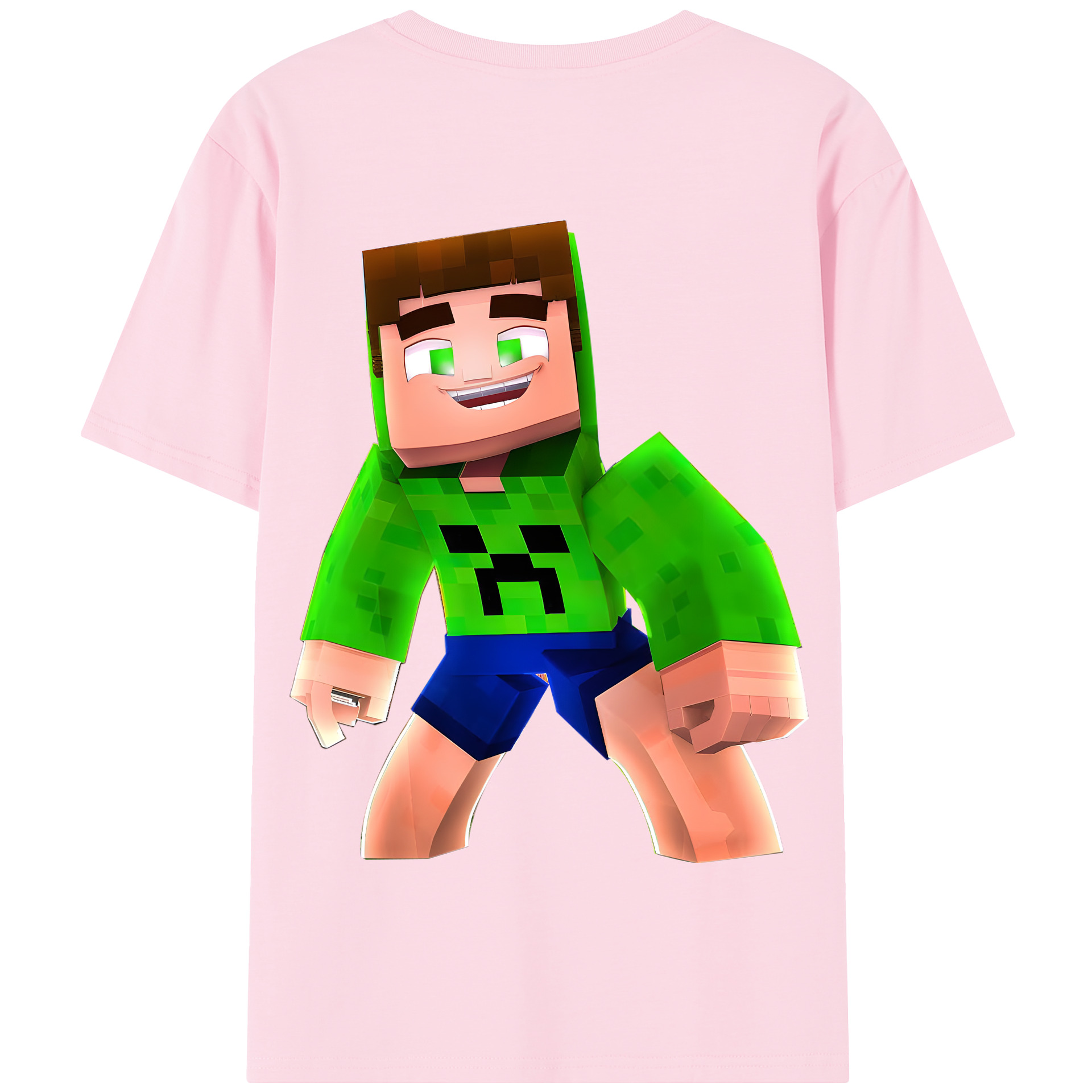 （画像用） マインクラフト ブロックの世界 Minecraft MC Block world 綿100％半袖Tシャツ（背面プリント）