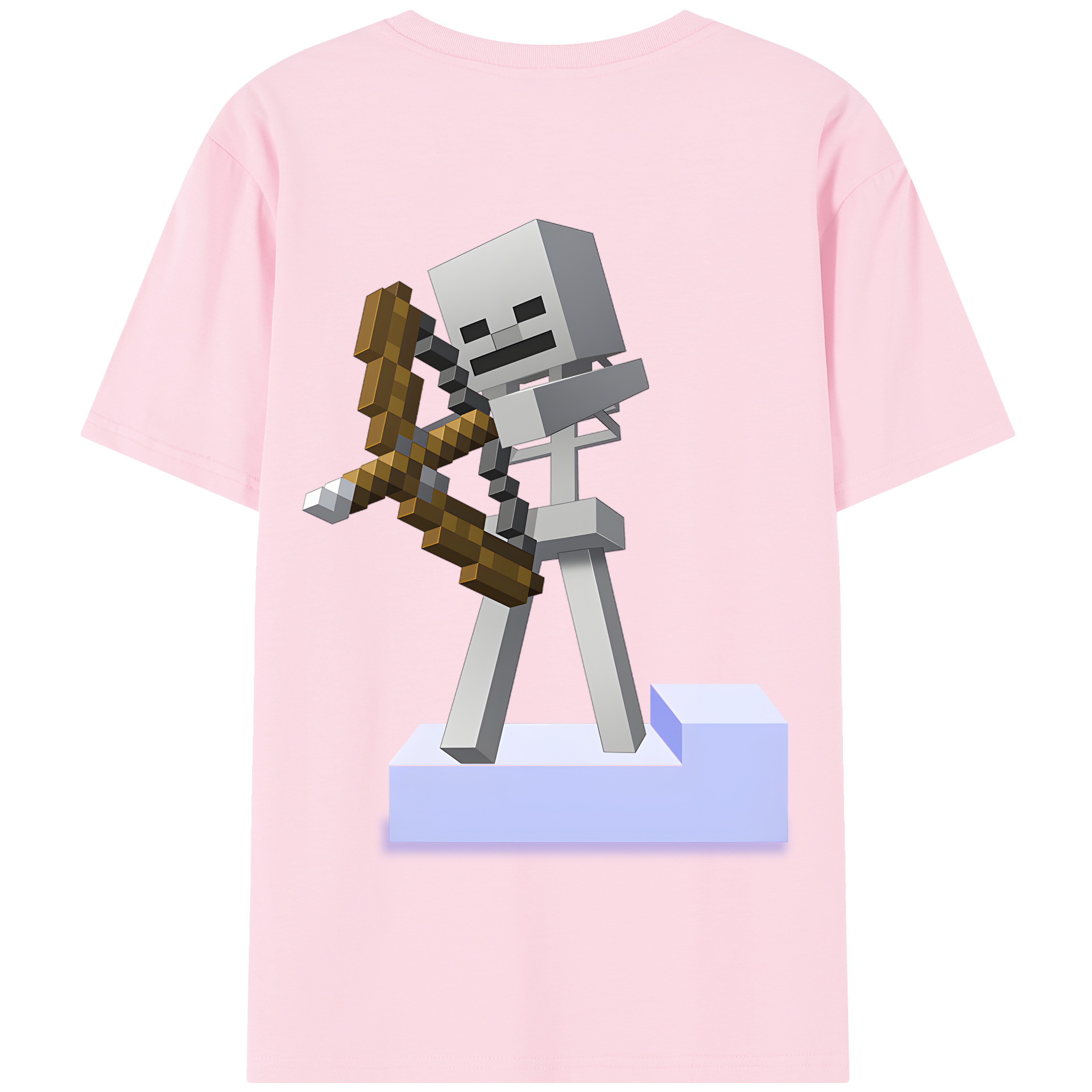 （画像用） マインクラフト ブロックの世界 Minecraft MC Block world 綿100％半袖Tシャツ（背面プリント）