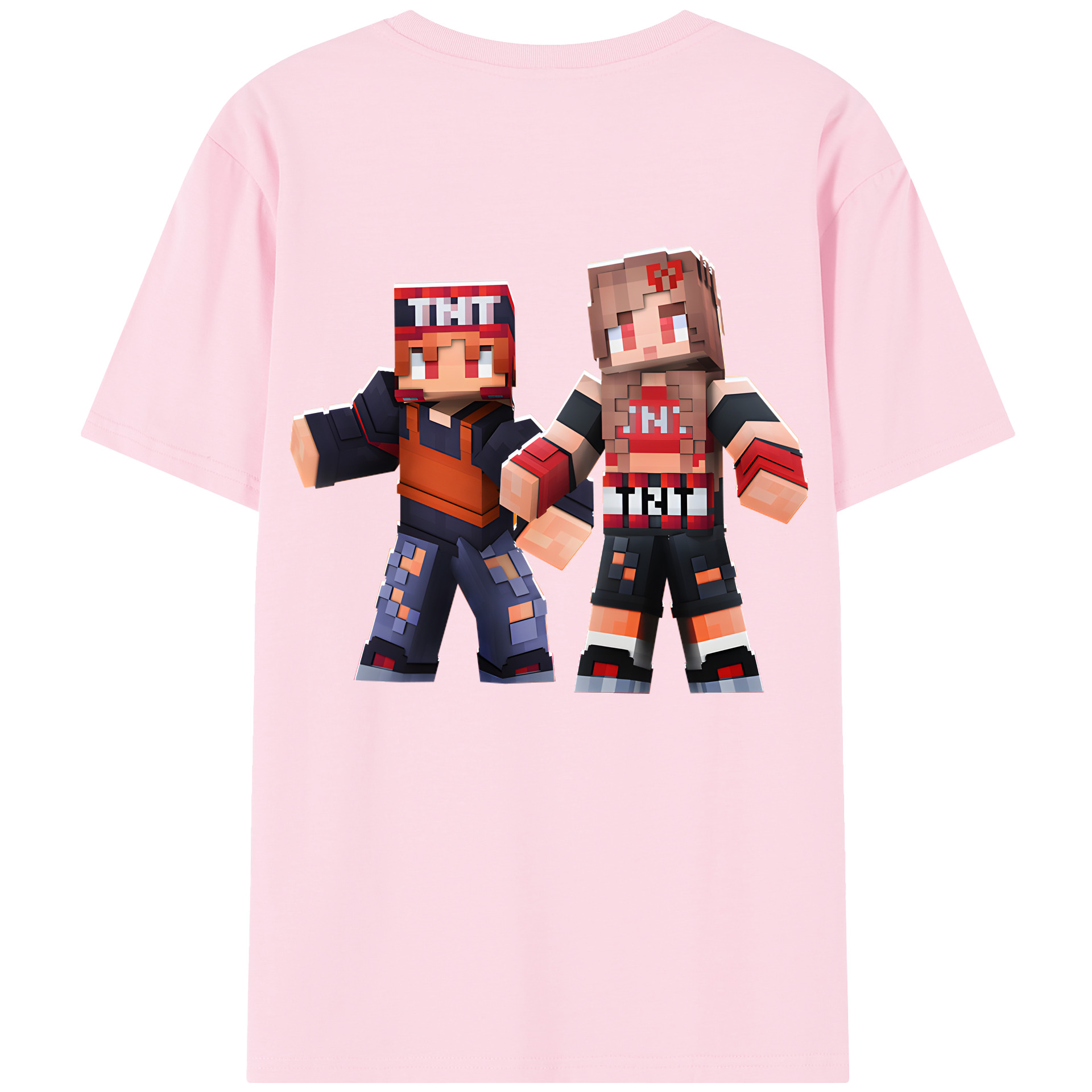 （画像用） マインクラフト ブロックの世界 Minecraft MC Block world 綿100％半袖Tシャツ（背面プリント）