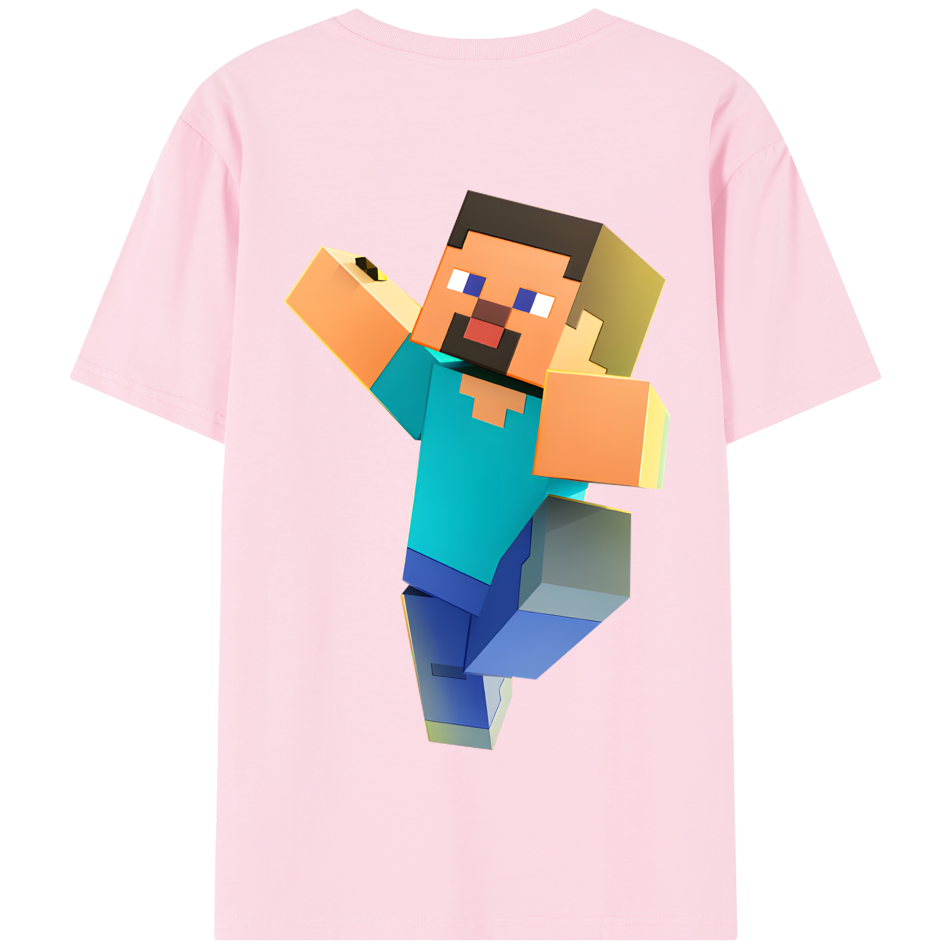 （画像用） マインクラフト ブロックの世界 Minecraft MC Block world 綿100％半袖Tシャツ（背面プリント）