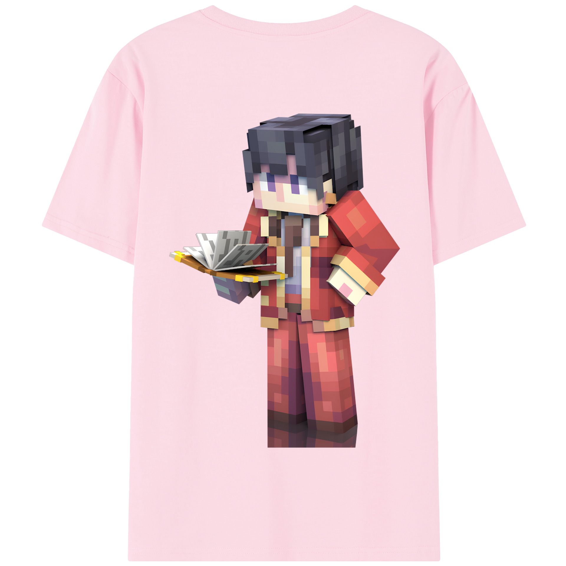 （画像用） マインクラフト ブロックの世界 Minecraft MC Block world 綿100％半袖Tシャツ（背面プリント）