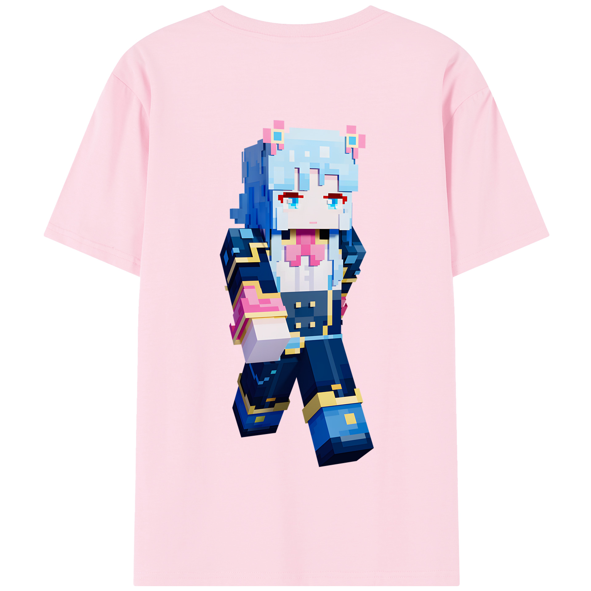 （画像用） マインクラフト ブロックの世界 Minecraft MC Block world 綿100％半袖Tシャツ（背面プリント）