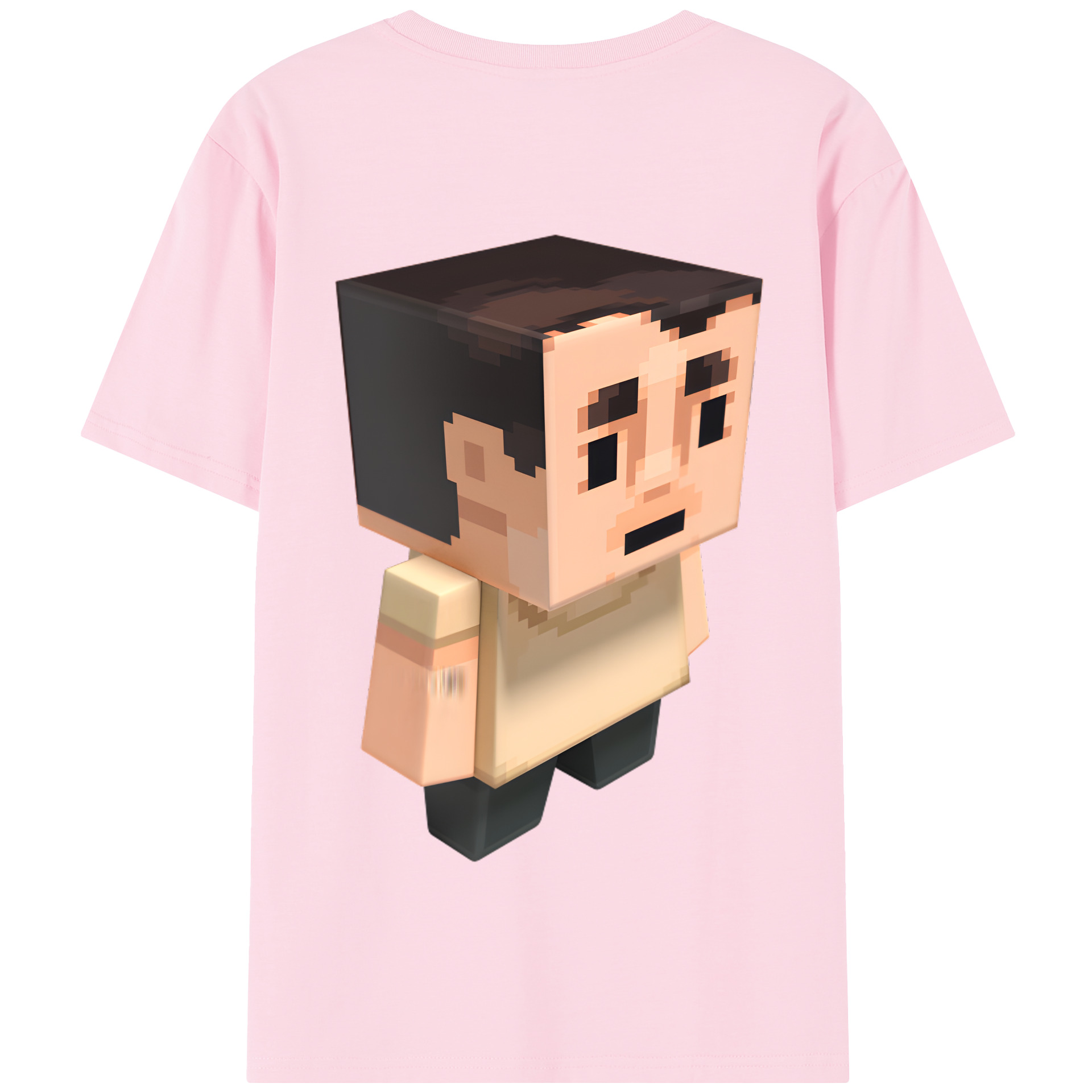 （画像用） マインクラフト ブロックの世界 Minecraft MC Block world 綿100％半袖Tシャツ（背面プリント）
