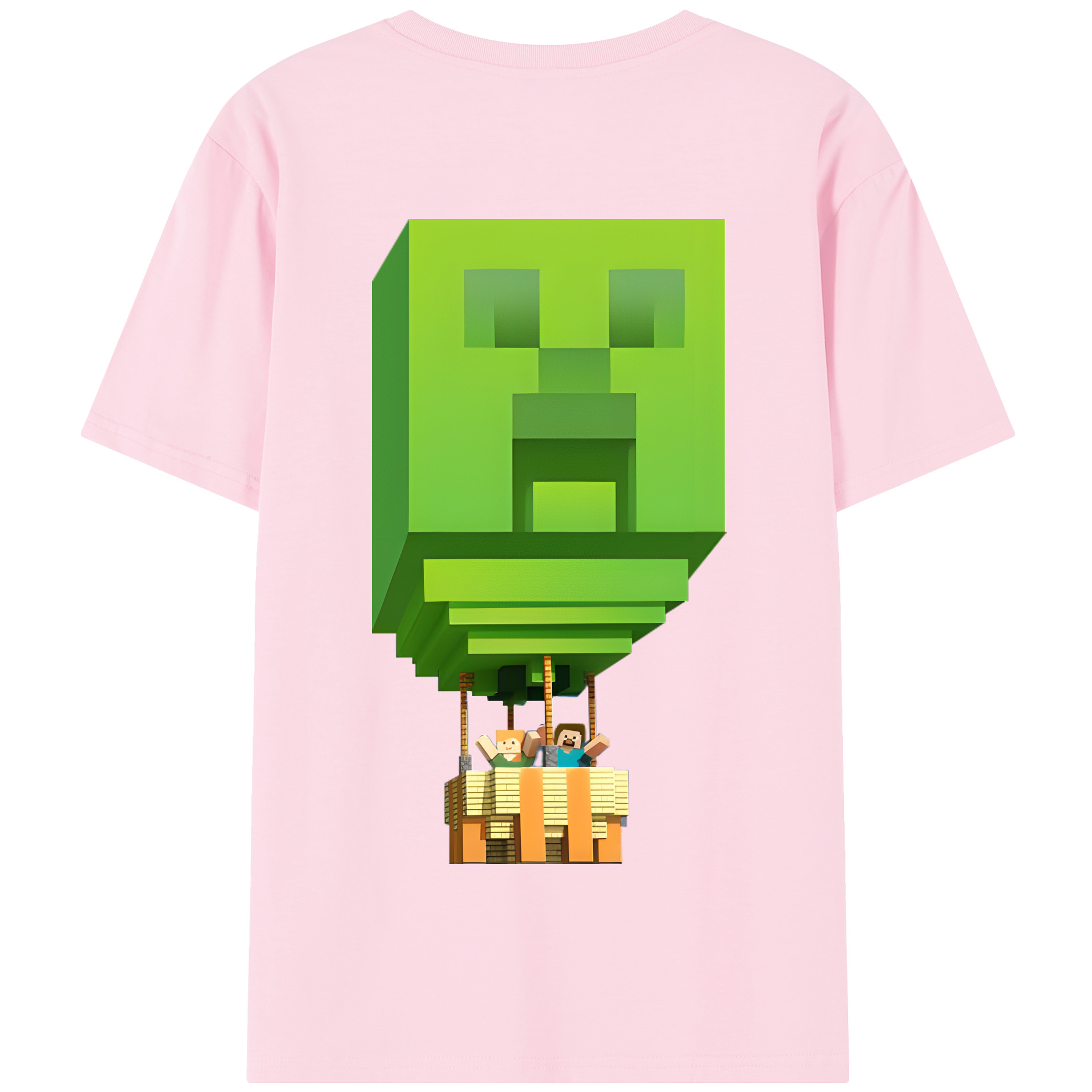 （画像用） マインクラフト ブロックの世界 Minecraft MC Block world 綿100％半袖Tシャツ（背面プリント）