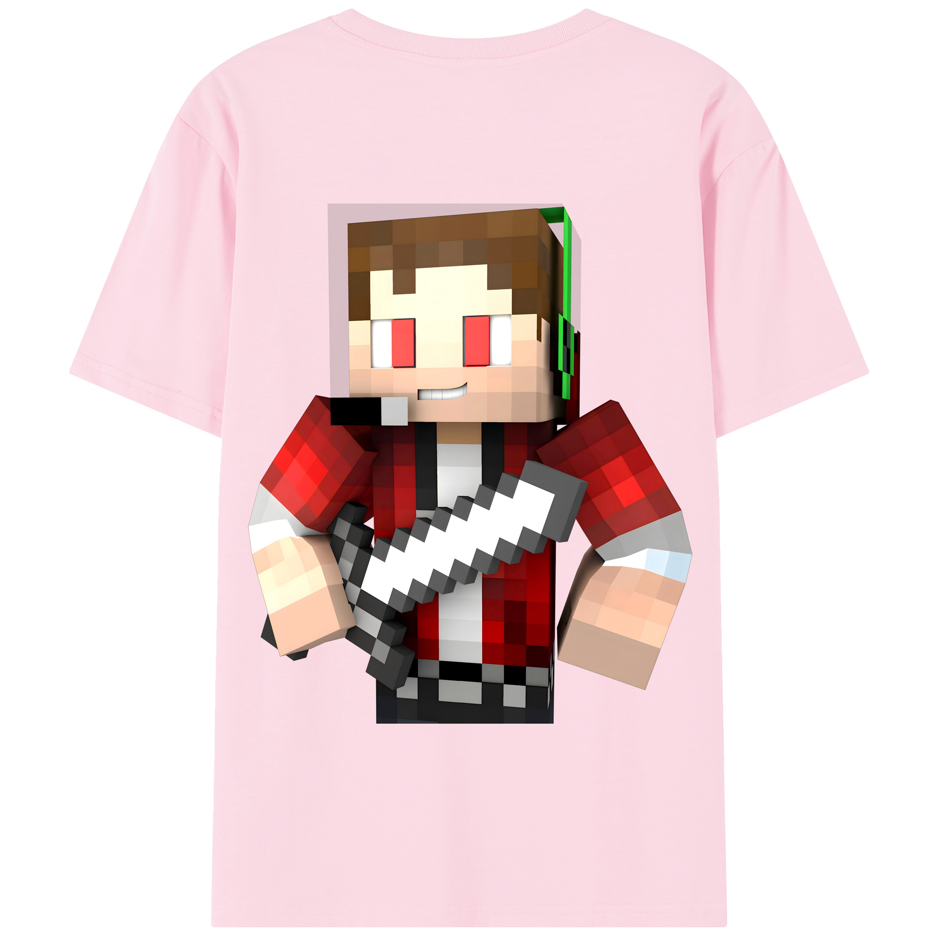 （画像用） マインクラフト ブロックの世界 Minecraft MC Block world 綿100％半袖Tシャツ（背面プリント）
