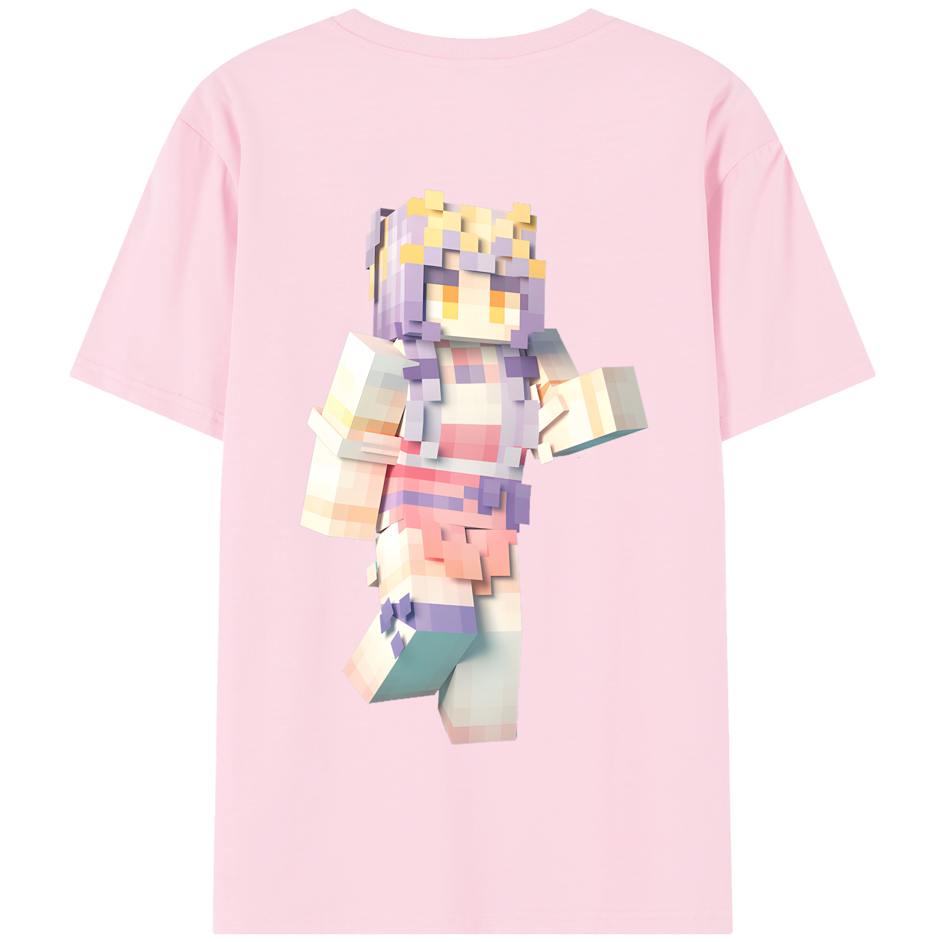 （画像用） マインクラフト ブロックの世界 Minecraft MC Block world 綿100％半袖Tシャツ（背面プリント）