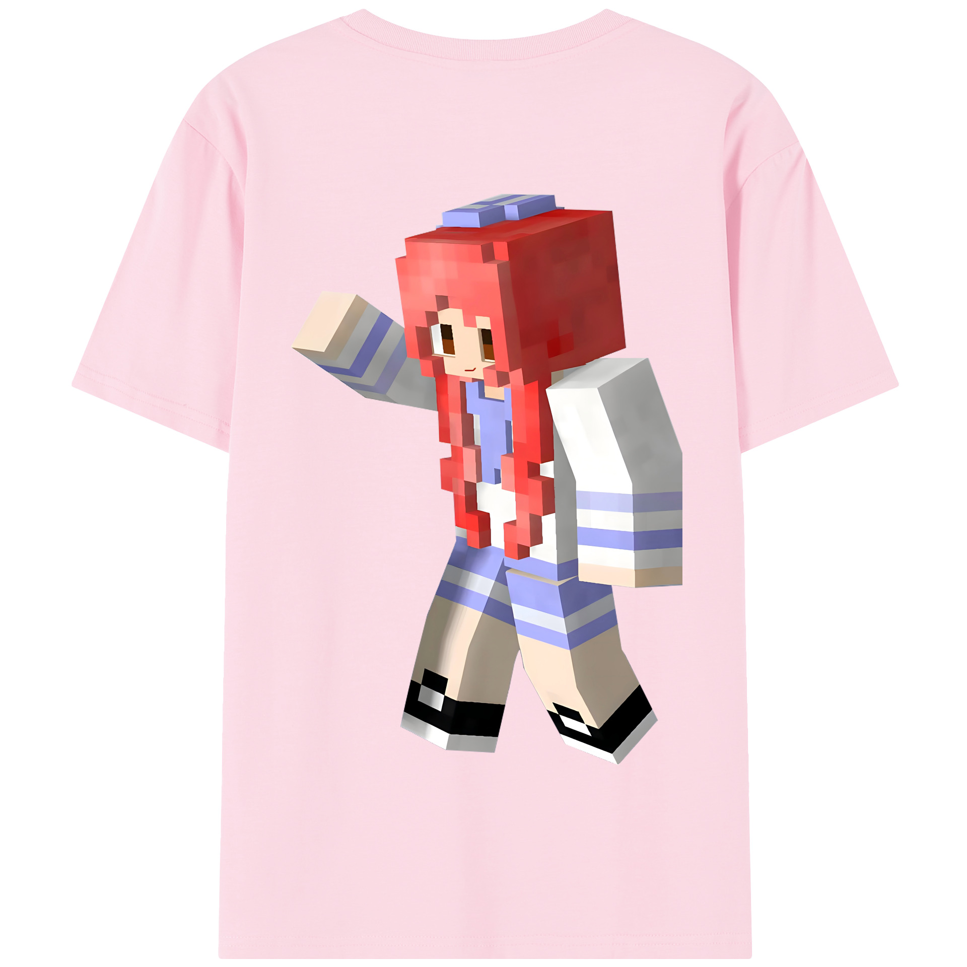 （画像用） マインクラフト ブロックの世界 Minecraft MC Block world 綿100％半袖Tシャツ（背面プリント）