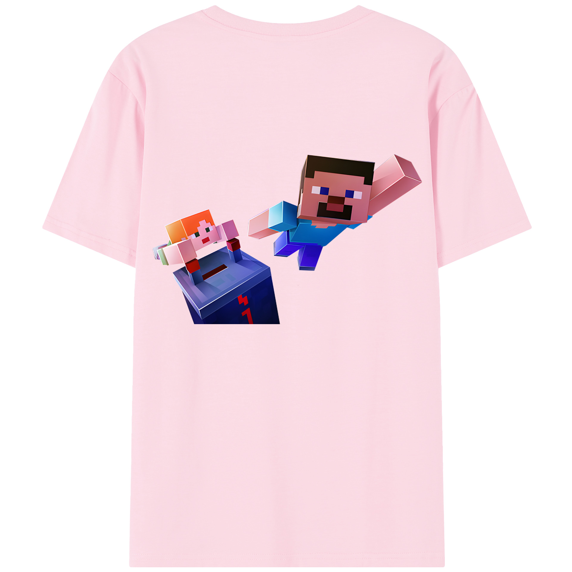 （画像用） マインクラフト ブロックの世界 Minecraft MC Block world 綿100％半袖Tシャツ（背面プリント）