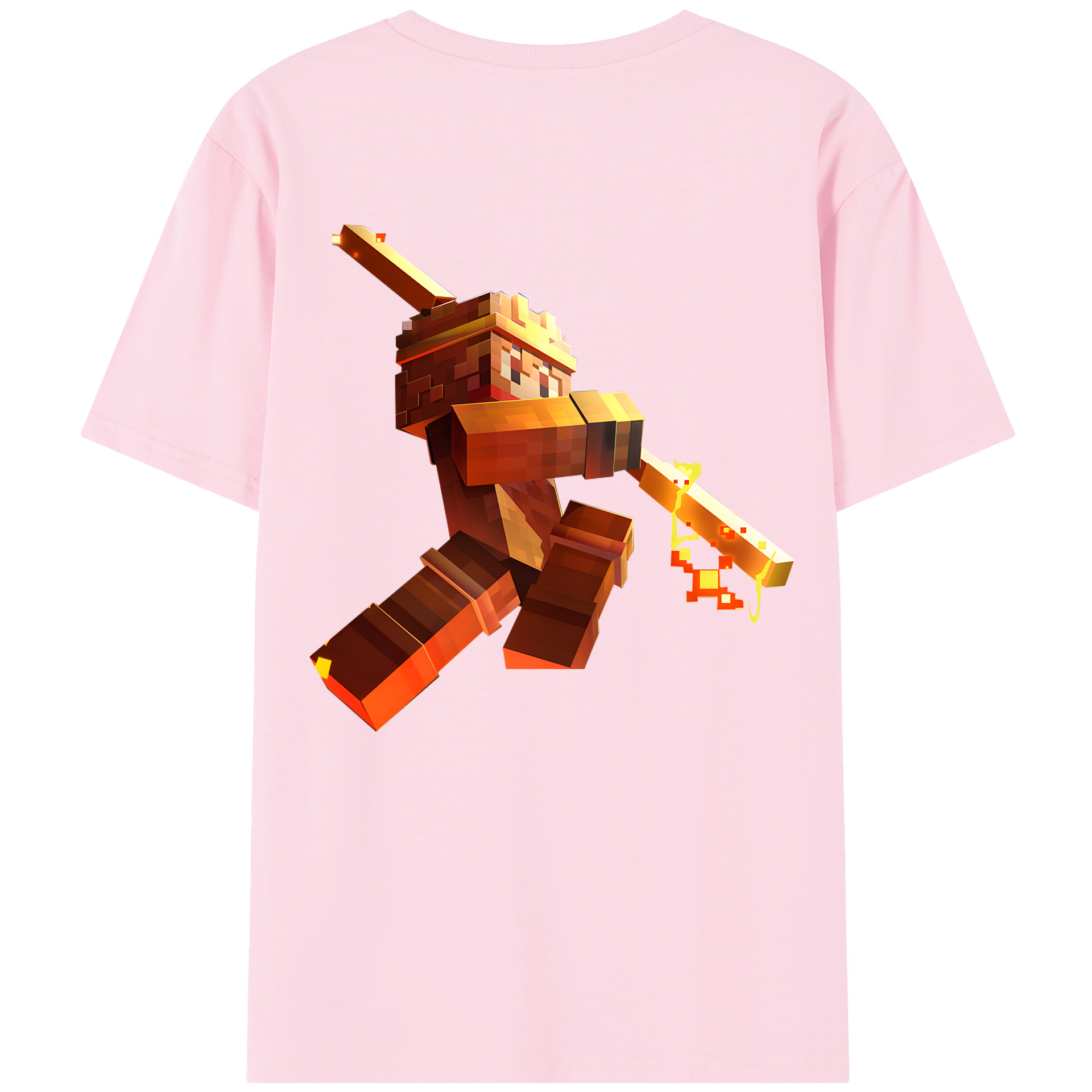 （画像用） マインクラフト ブロックの世界 Minecraft MC Block world 綿100％半袖Tシャツ（背面プリント）
