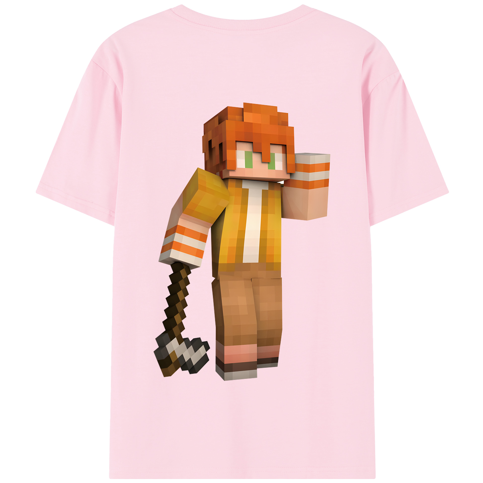 （画像用） マインクラフト ブロックの世界 Minecraft MC Block world 綿100％半袖Tシャツ（背面プリント）