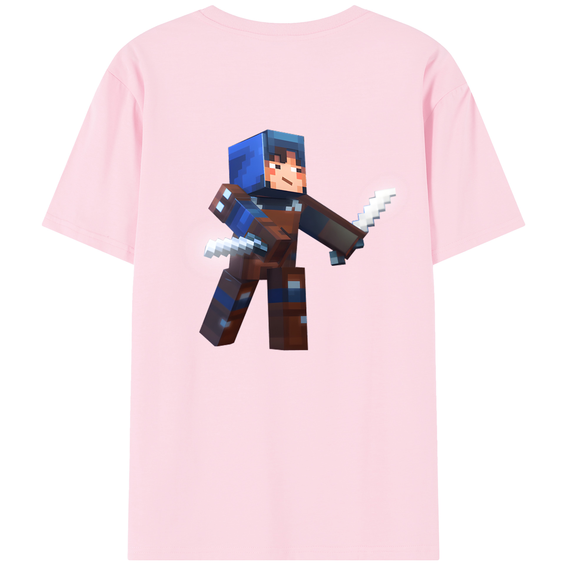 （画像用） マインクラフト ブロックの世界 Minecraft MC Block world 綿100％半袖Tシャツ（背面プリント）
