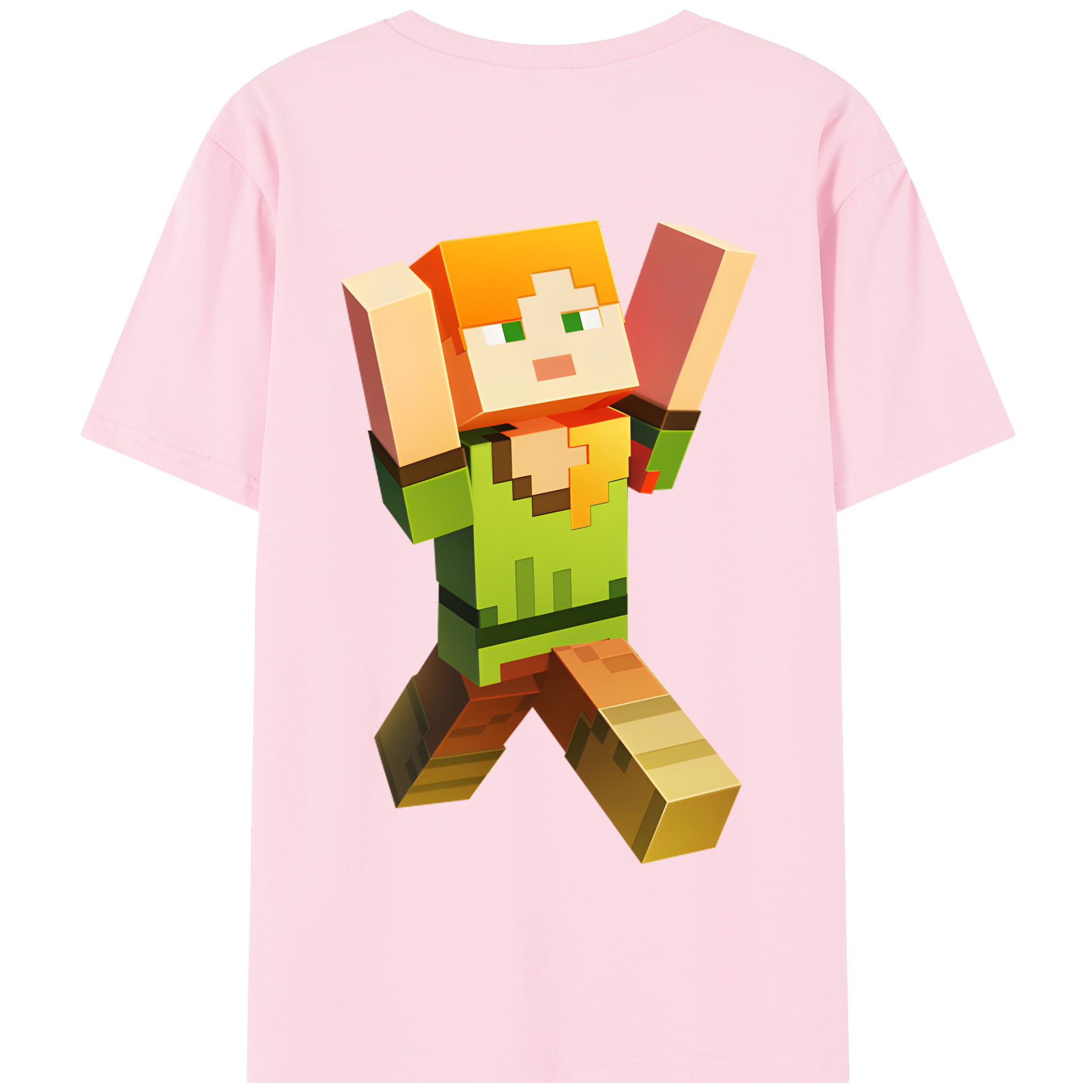 （画像用） マインクラフト ブロックの世界 Minecraft MC Block world 綿100％半袖Tシャツ（背面プリント）