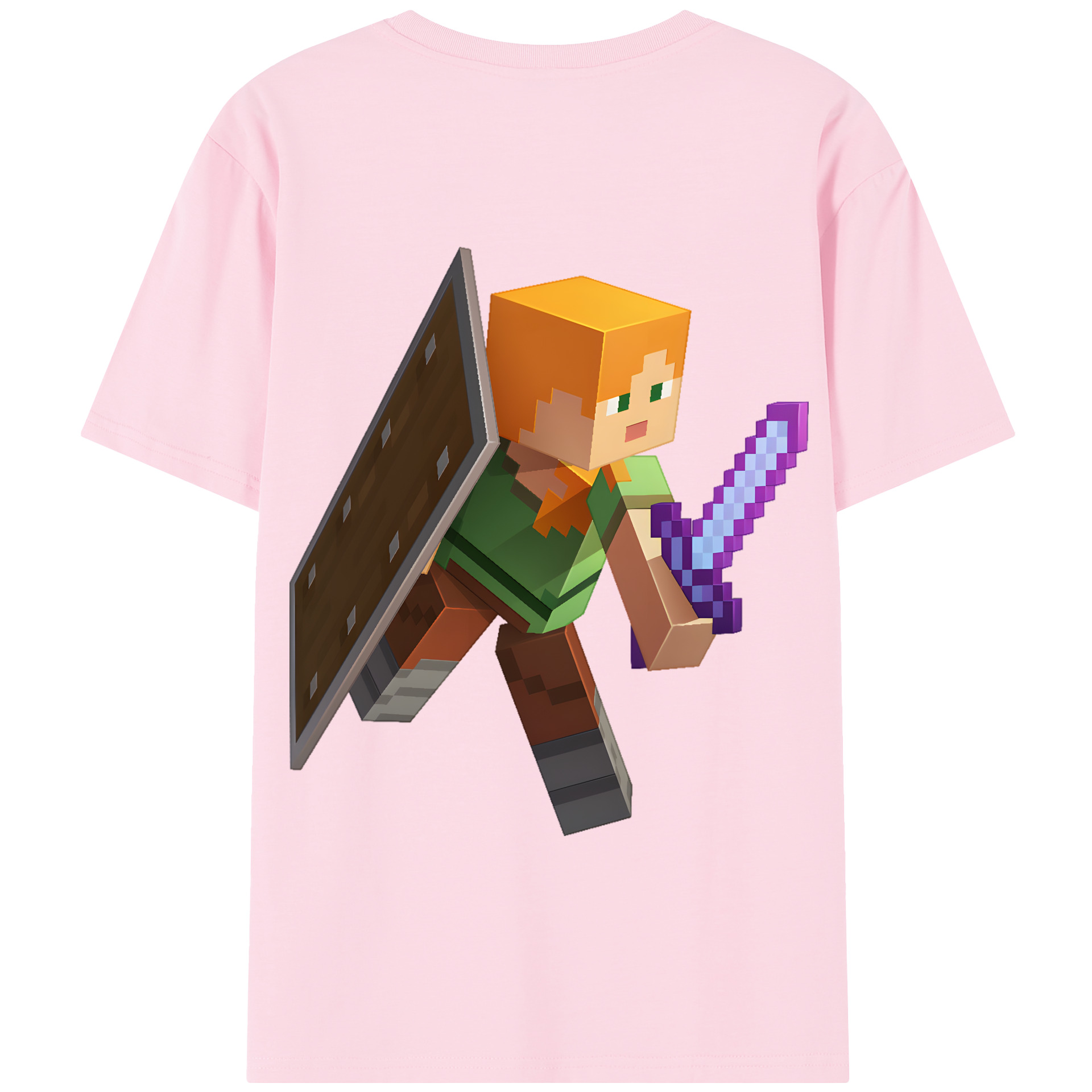 （画像用） マインクラフト ブロックの世界 Minecraft MC Block world 綿100％半袖Tシャツ（背面プリント）