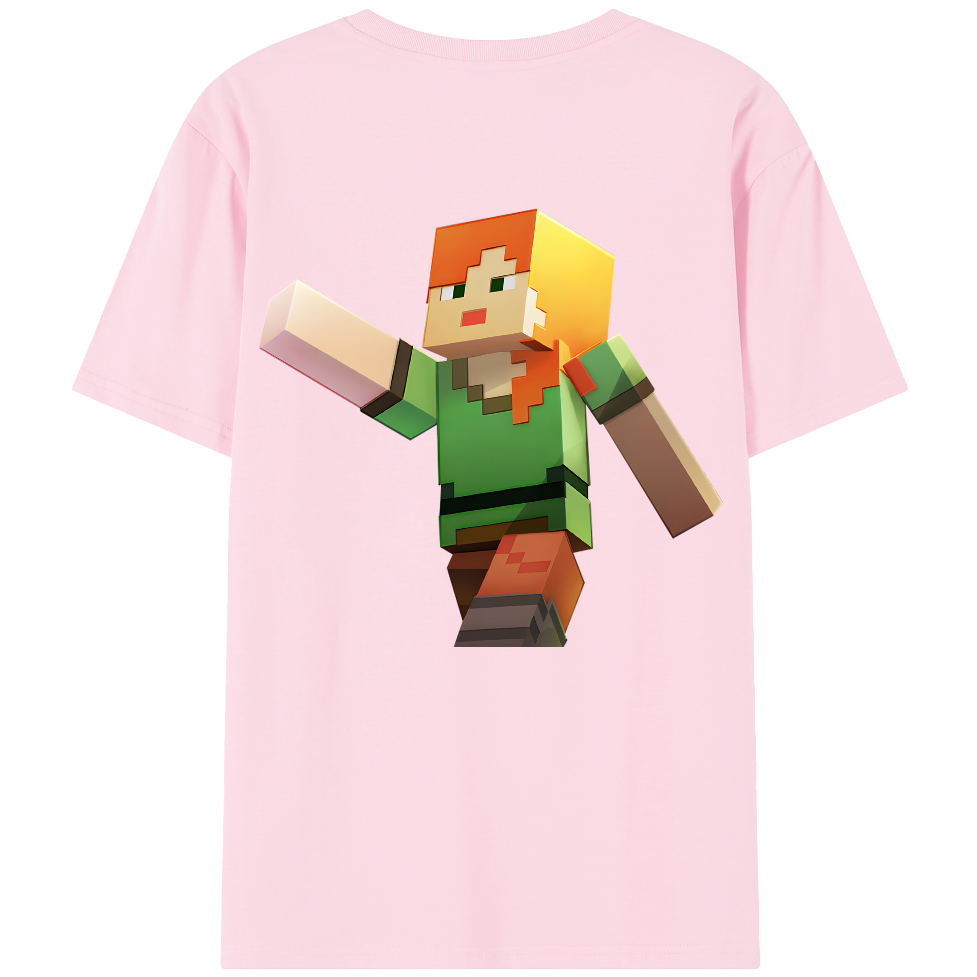 （画像用） マインクラフト ブロックの世界 Minecraft MC Block world 綿100％半袖Tシャツ（背面プリント）