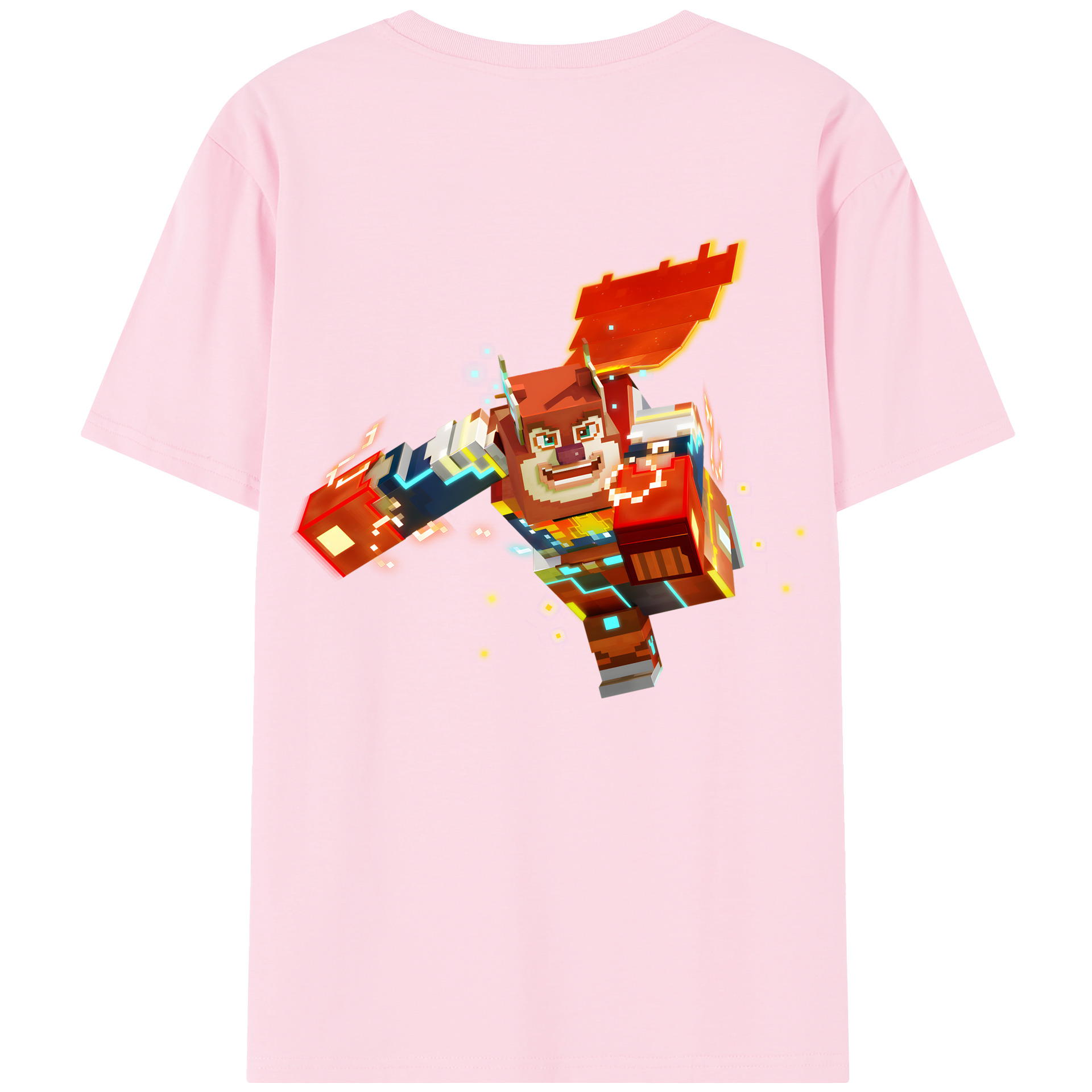 （画像用） マインクラフト ブロックの世界 Minecraft MC Block world 綿100％半袖Tシャツ（背面プリント）