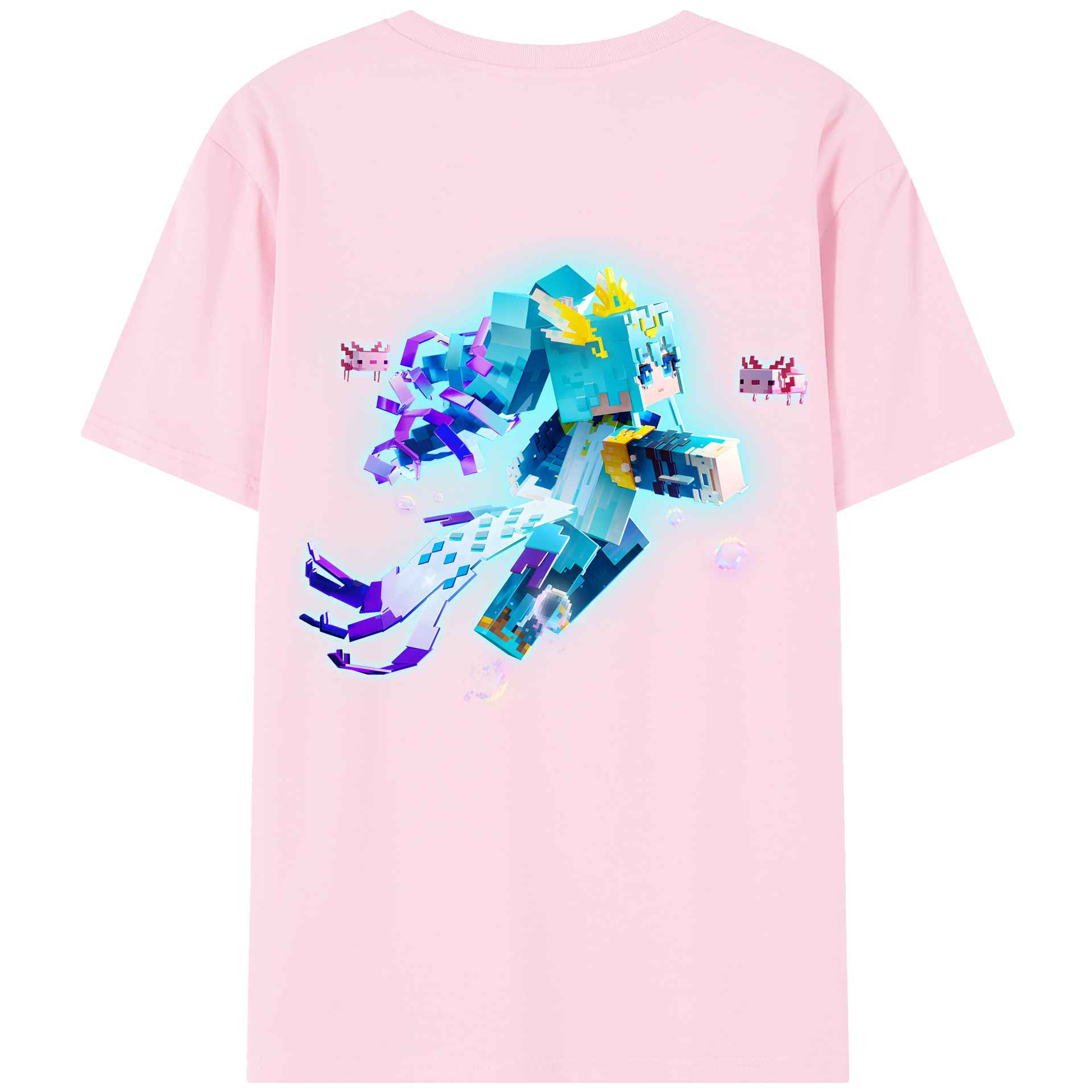 （画像用） マインクラフト ブロックの世界 Minecraft MC Block world 綿100％半袖Tシャツ（背面プリント）