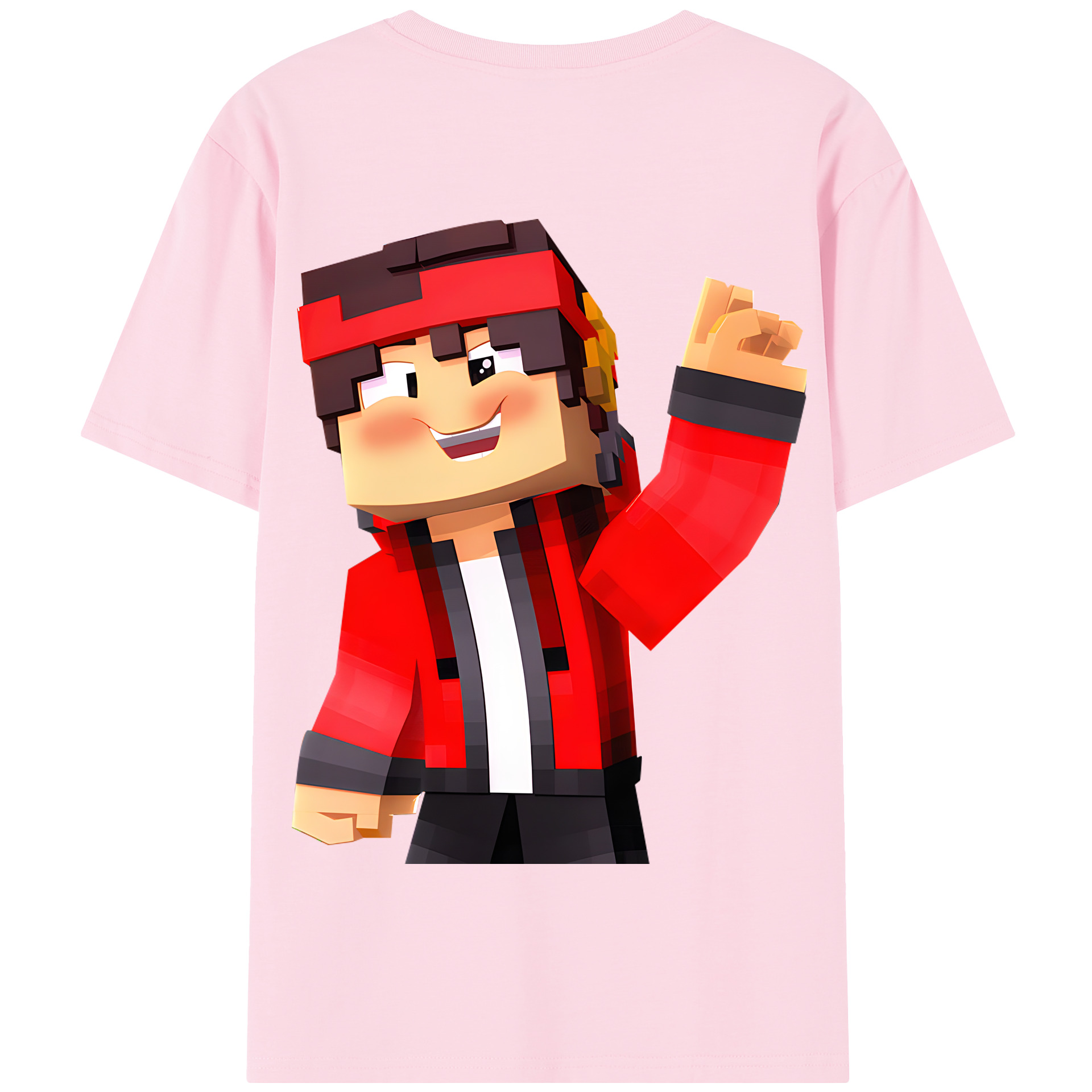 （画像用） マインクラフト ブロックの世界 Minecraft MC Block world 綿100％半袖Tシャツ（背面プリント）