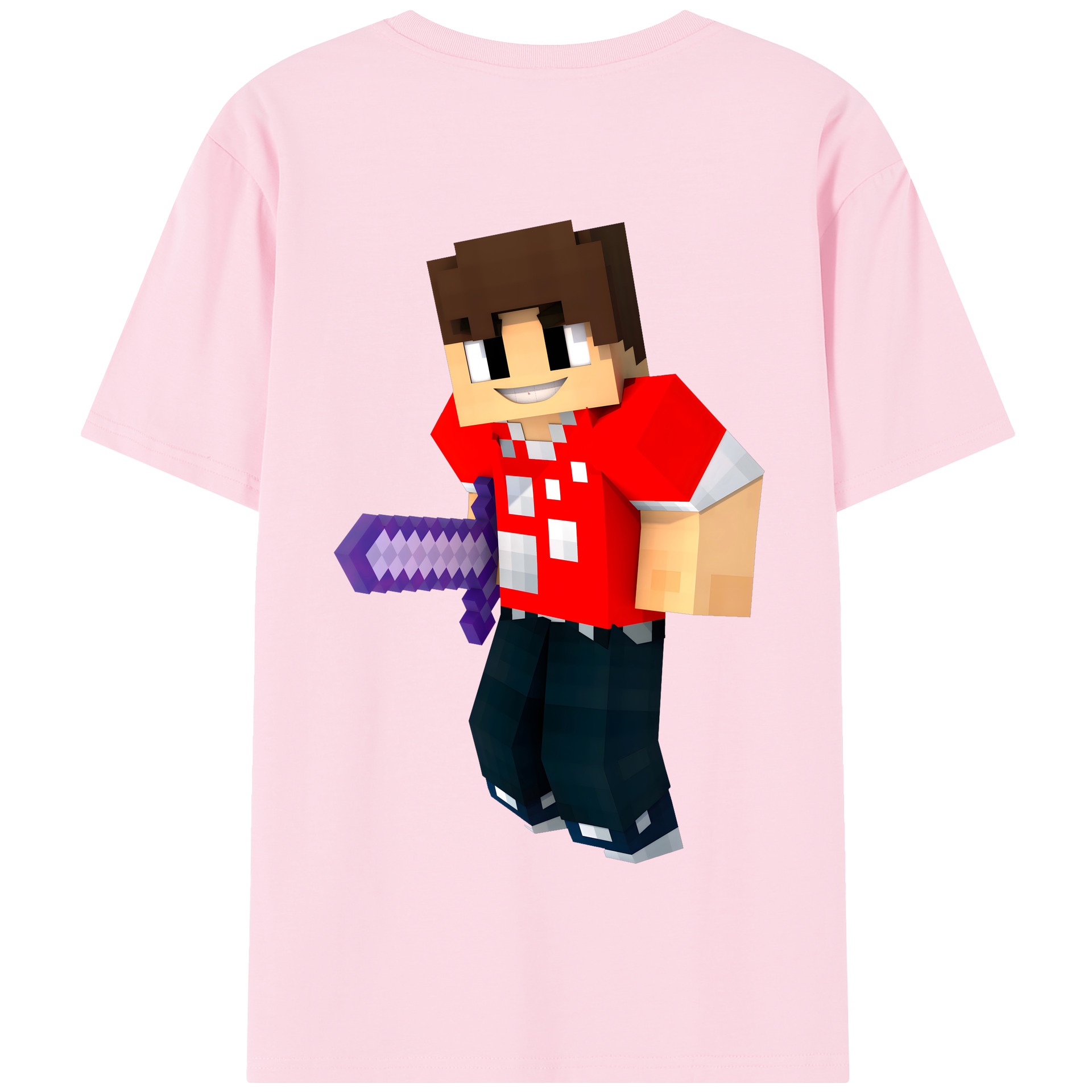 （画像用） マインクラフト ブロックの世界 Minecraft MC Block world 綿100％半袖Tシャツ（背面プリント）