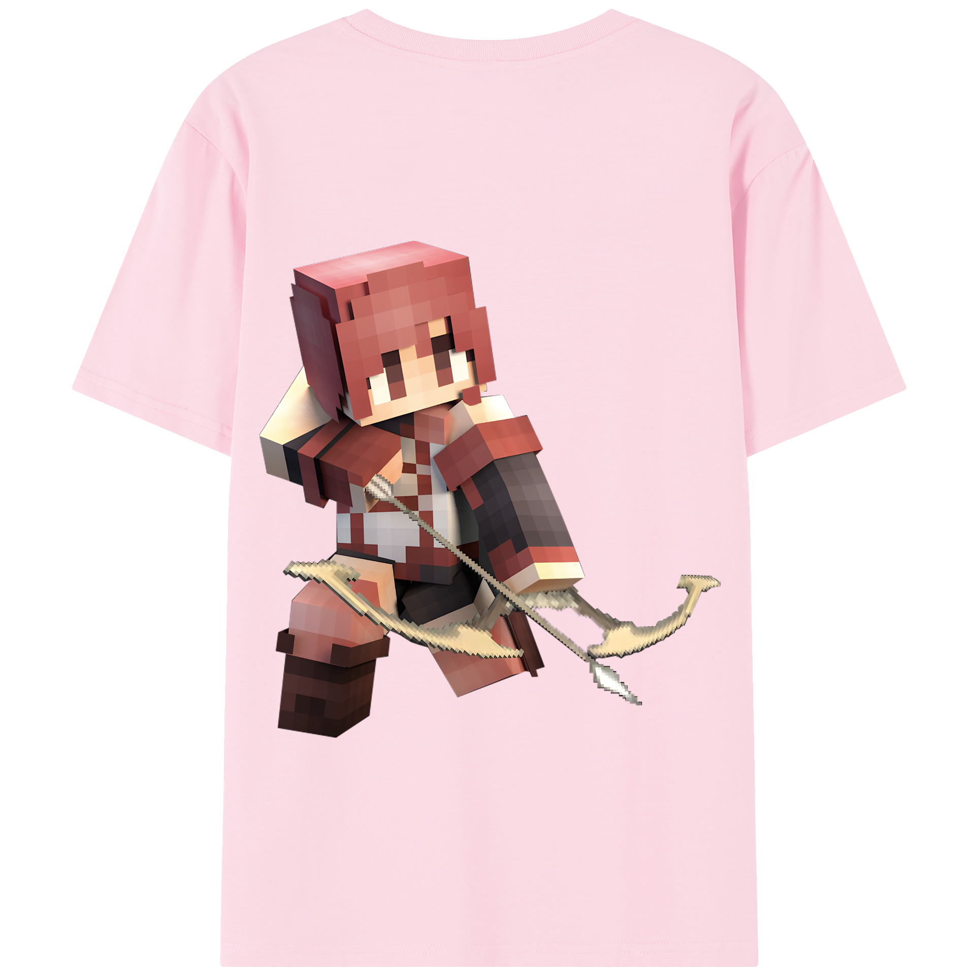 （画像用） マインクラフト ブロックの世界 Minecraft MC Block world 綿100％半袖Tシャツ（背面プリント）