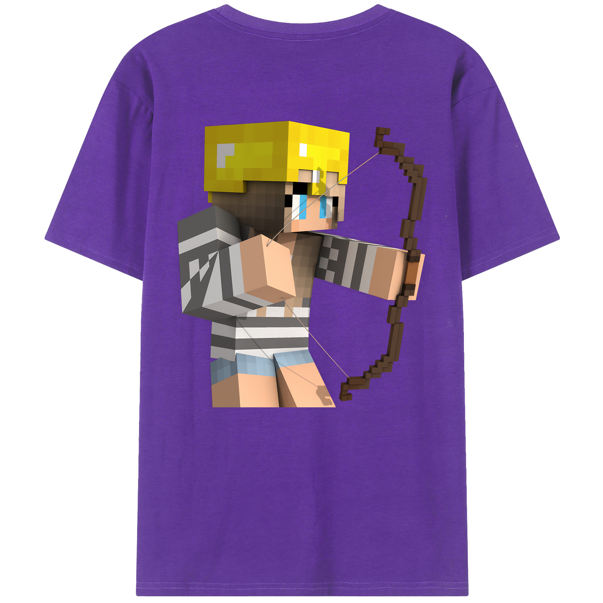 （画像用） マインクラフト ブロックの世界 Minecraft MC Block world 綿100％半袖Tシャツ（背面プリント）