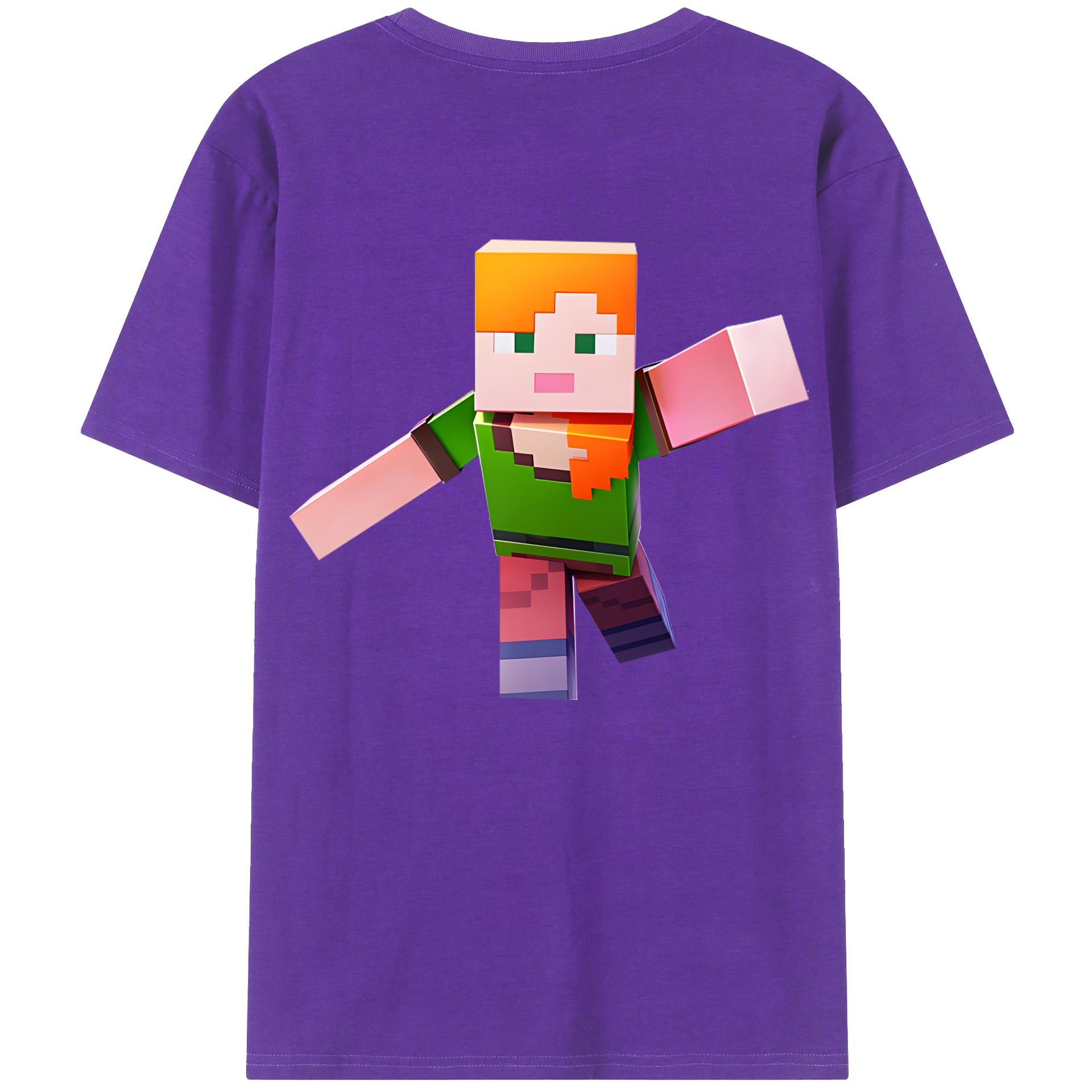 （画像用） マインクラフト ブロックの世界 Minecraft MC Block world 綿100％半袖Tシャツ（背面プリント）