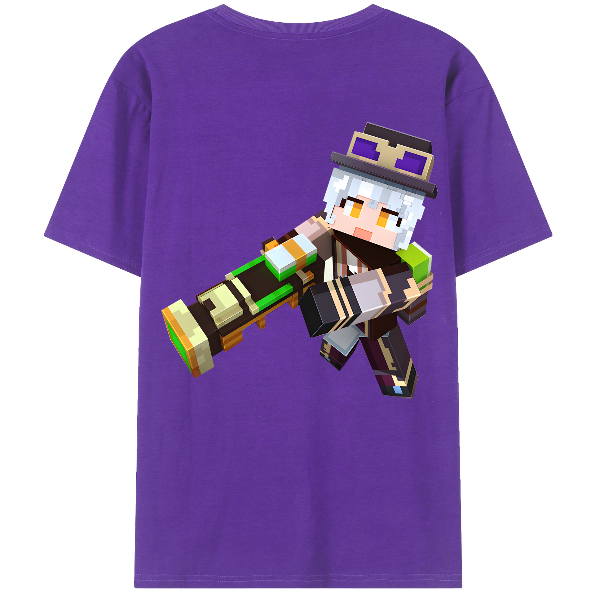 （画像用） マインクラフト ブロックの世界 Minecraft MC Block world 綿100％半袖Tシャツ（背面プリント）