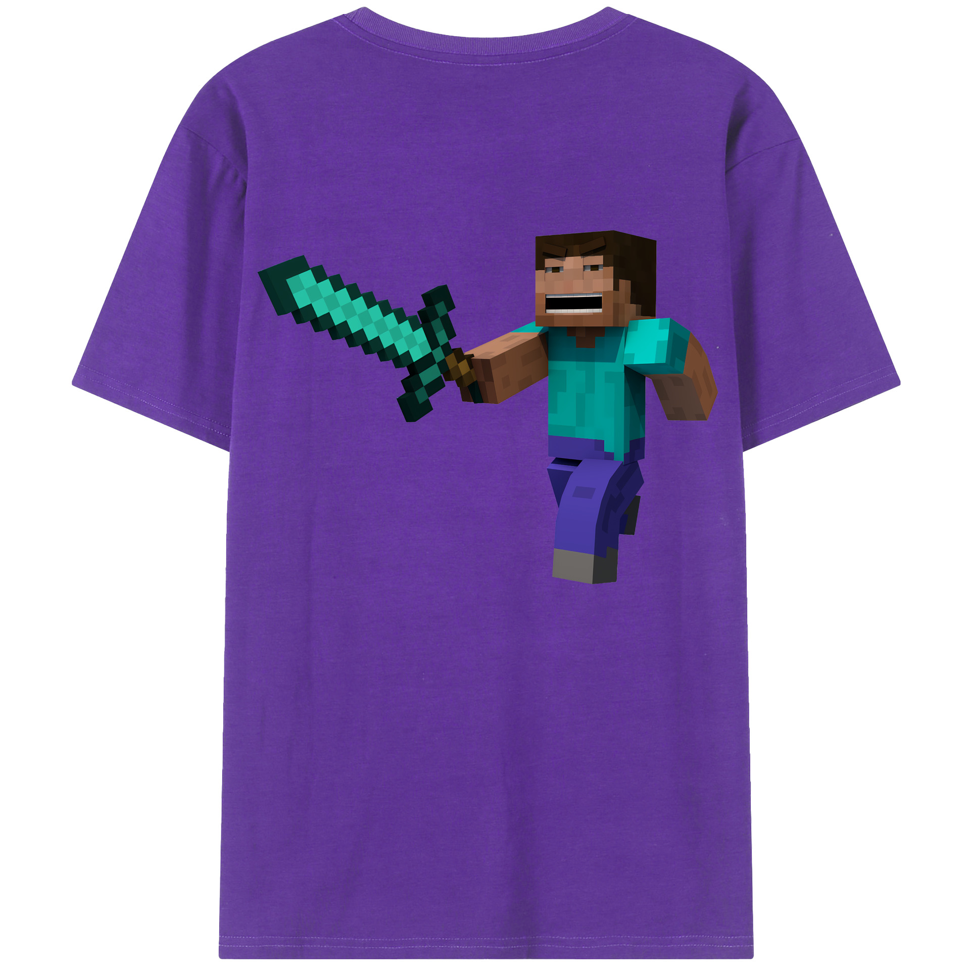 （画像用） マインクラフト ブロックの世界 Minecraft MC Block world 綿100％半袖Tシャツ（背面プリント）