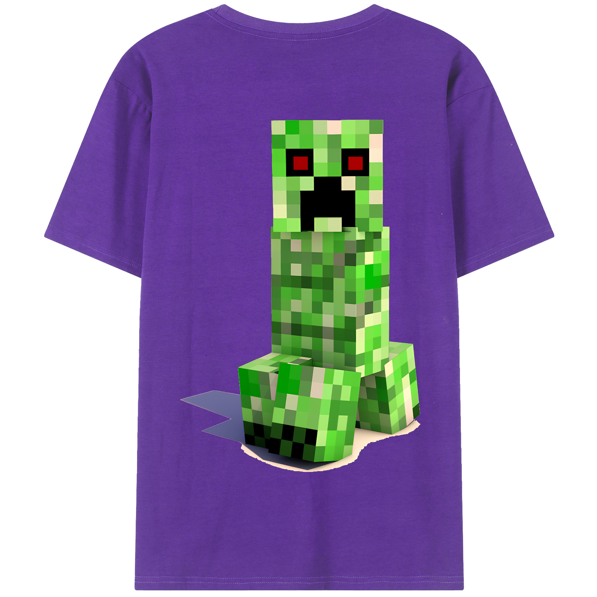 （画像用） マインクラフト ブロックの世界 Minecraft MC Block world 綿100％半袖Tシャツ（背面プリント）