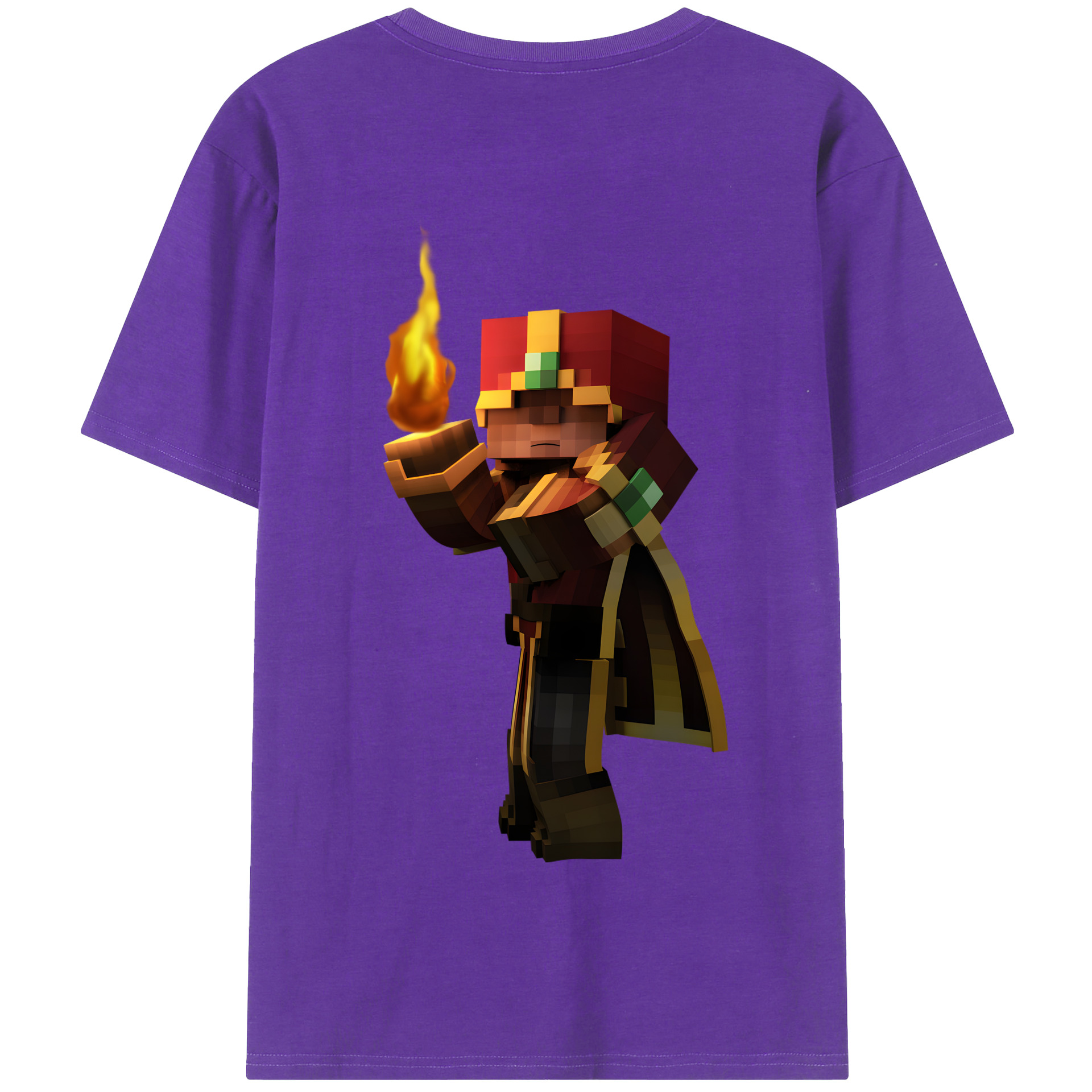 （画像用） マインクラフト ブロックの世界 Minecraft MC Block world 綿100％半袖Tシャツ（背面プリント）