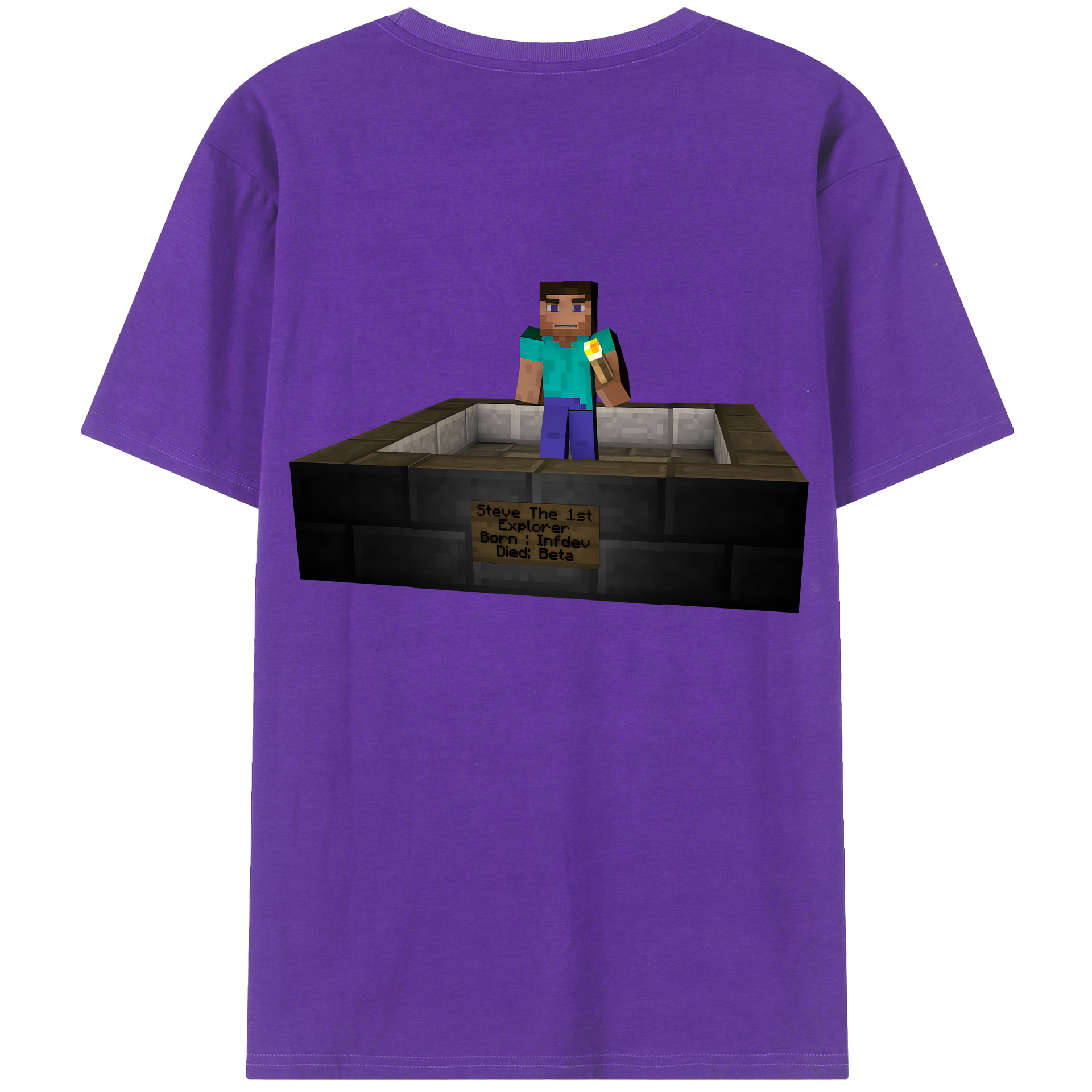 （画像用） マインクラフト ブロックの世界 Minecraft MC Block world 綿100％半袖Tシャツ（背面プリント）