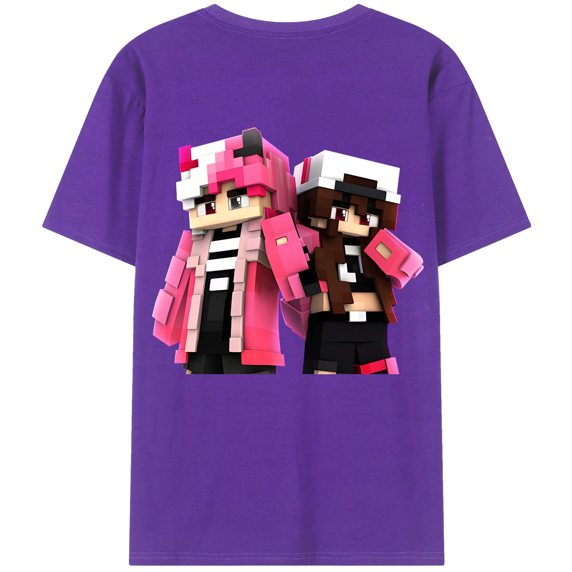 （画像用） マインクラフト ブロックの世界 Minecraft MC Block world 綿100％半袖Tシャツ（背面プリント）