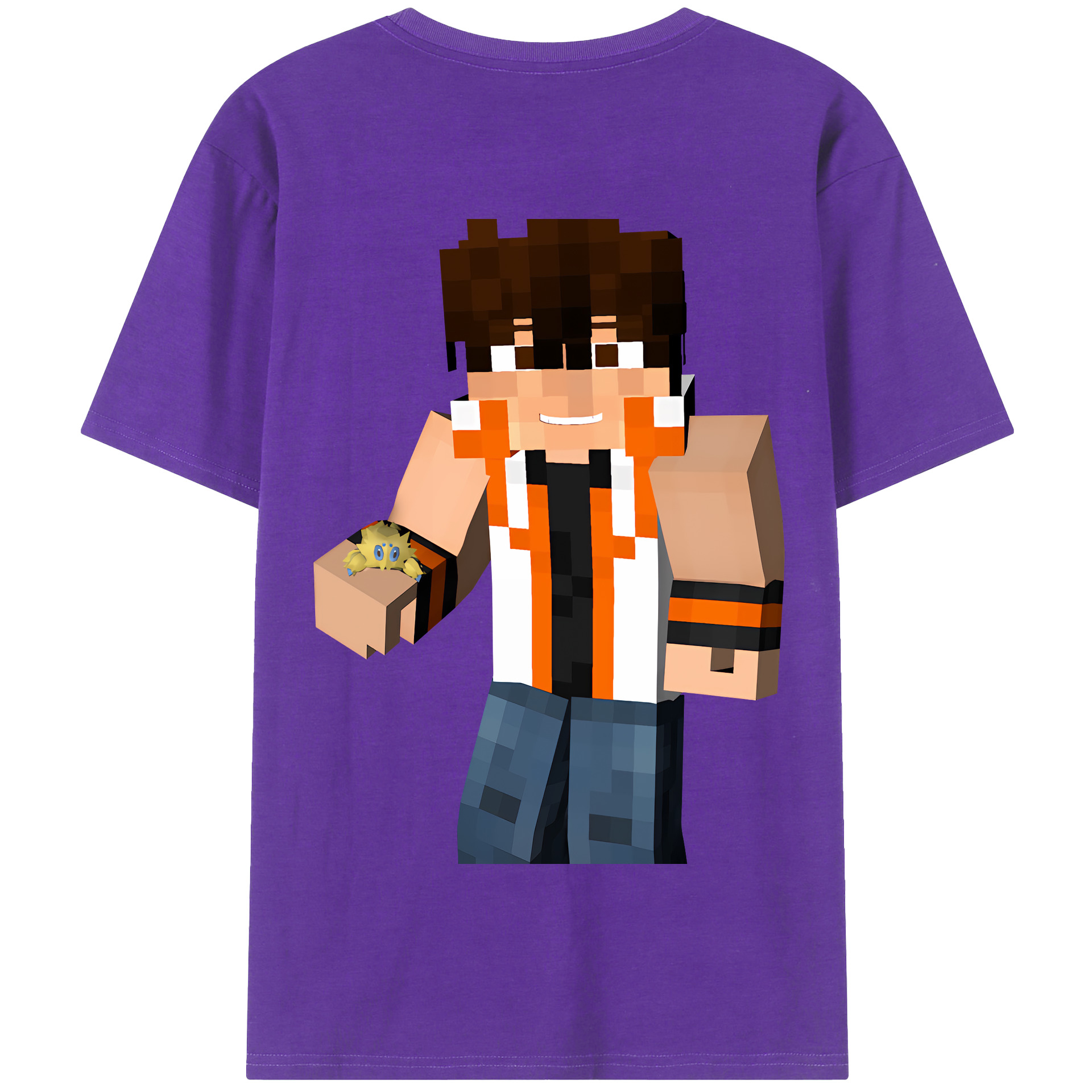 （画像用） マインクラフト ブロックの世界 Minecraft MC Block world 綿100％半袖Tシャツ（背面プリント）